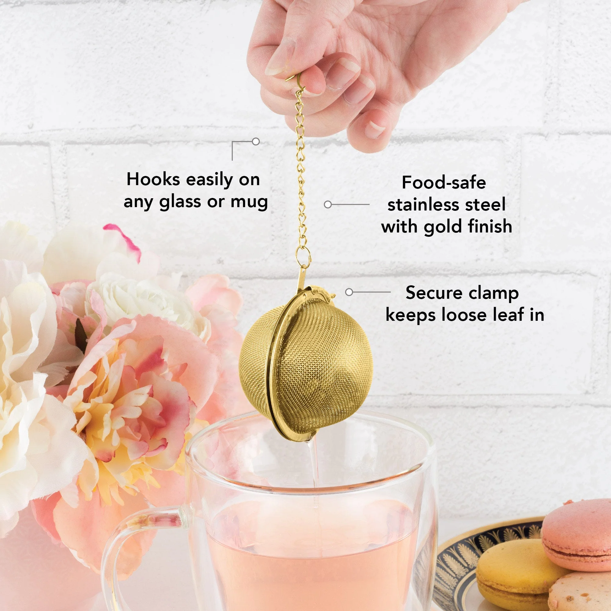 Small Tea Infuser Ball in Gold - Image 4