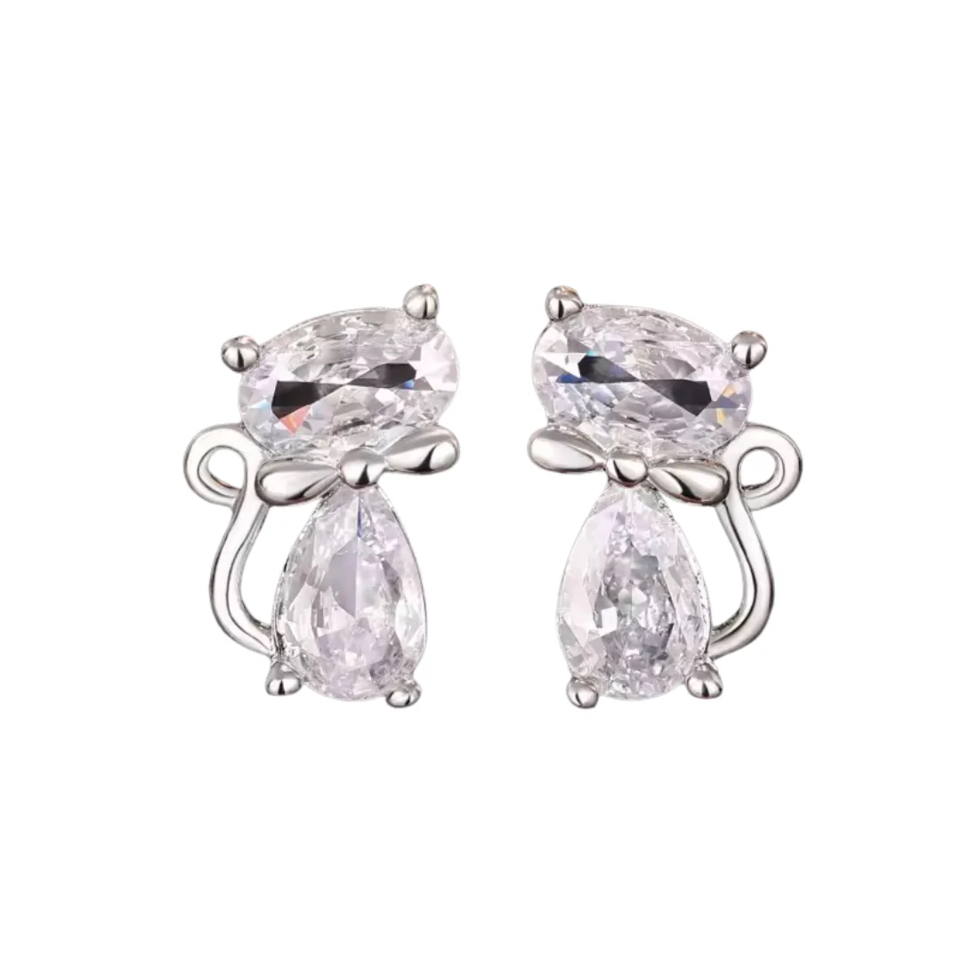 Sophisticated Cat with Bow Tie Earrings