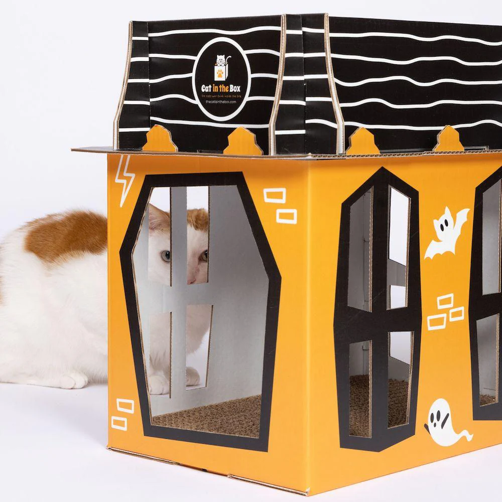 Spooky Cat Haunted House Cardboard Condo - Image 2