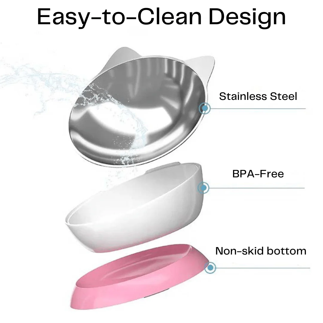 Stainless Steel Elevated Angled Cat Bowl - Image 2