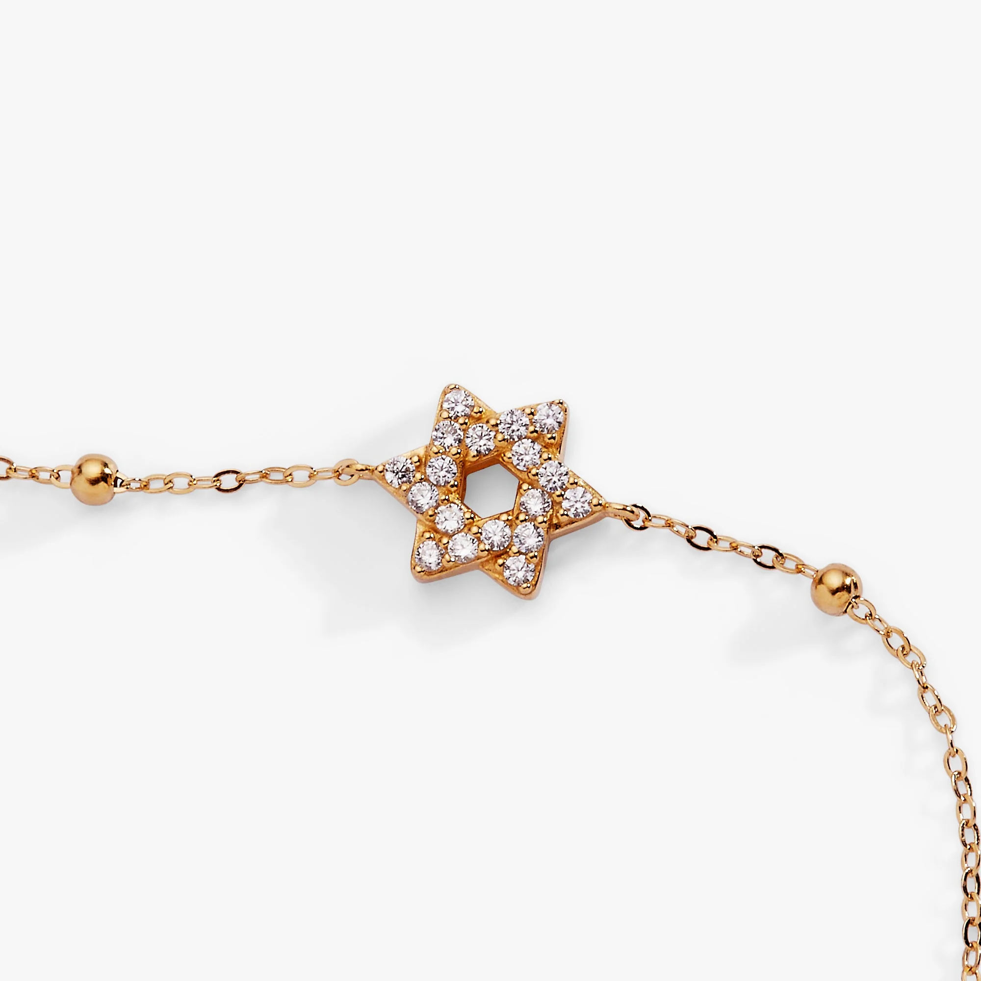 Star of David Delicate Pave Beaded Chain Bracelet - Image 7