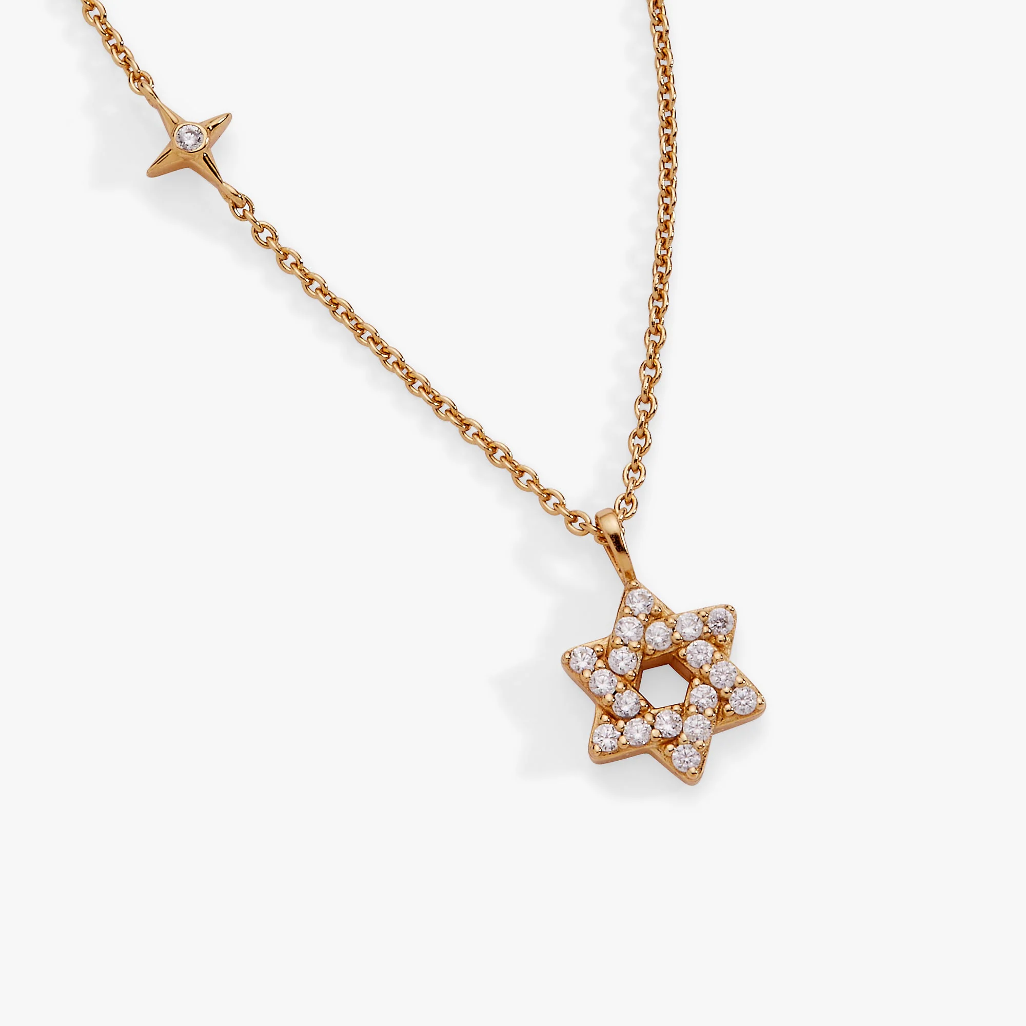 Star of David Delicate Pave Crystal Pendant Necklace - Image 3