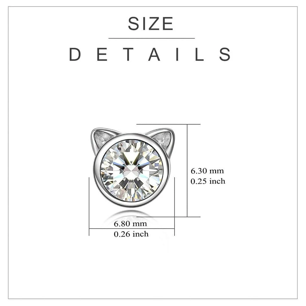 Sterling Silver Crystal Cat Earrings | Shiny and Adorable - Image 3