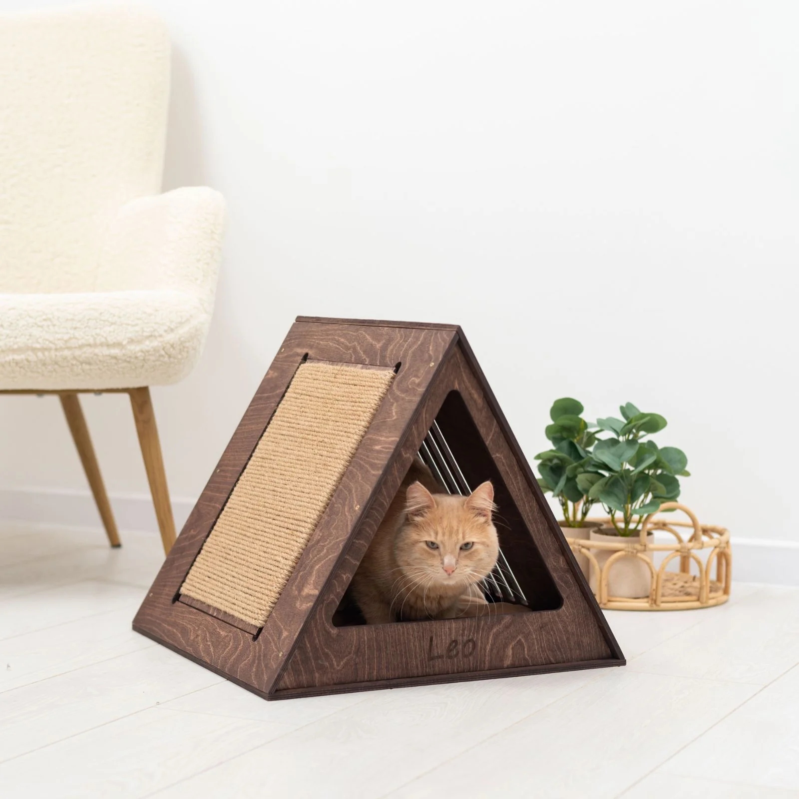 Stylish Wooden Cat Houses - Dark Walnut - Image 2