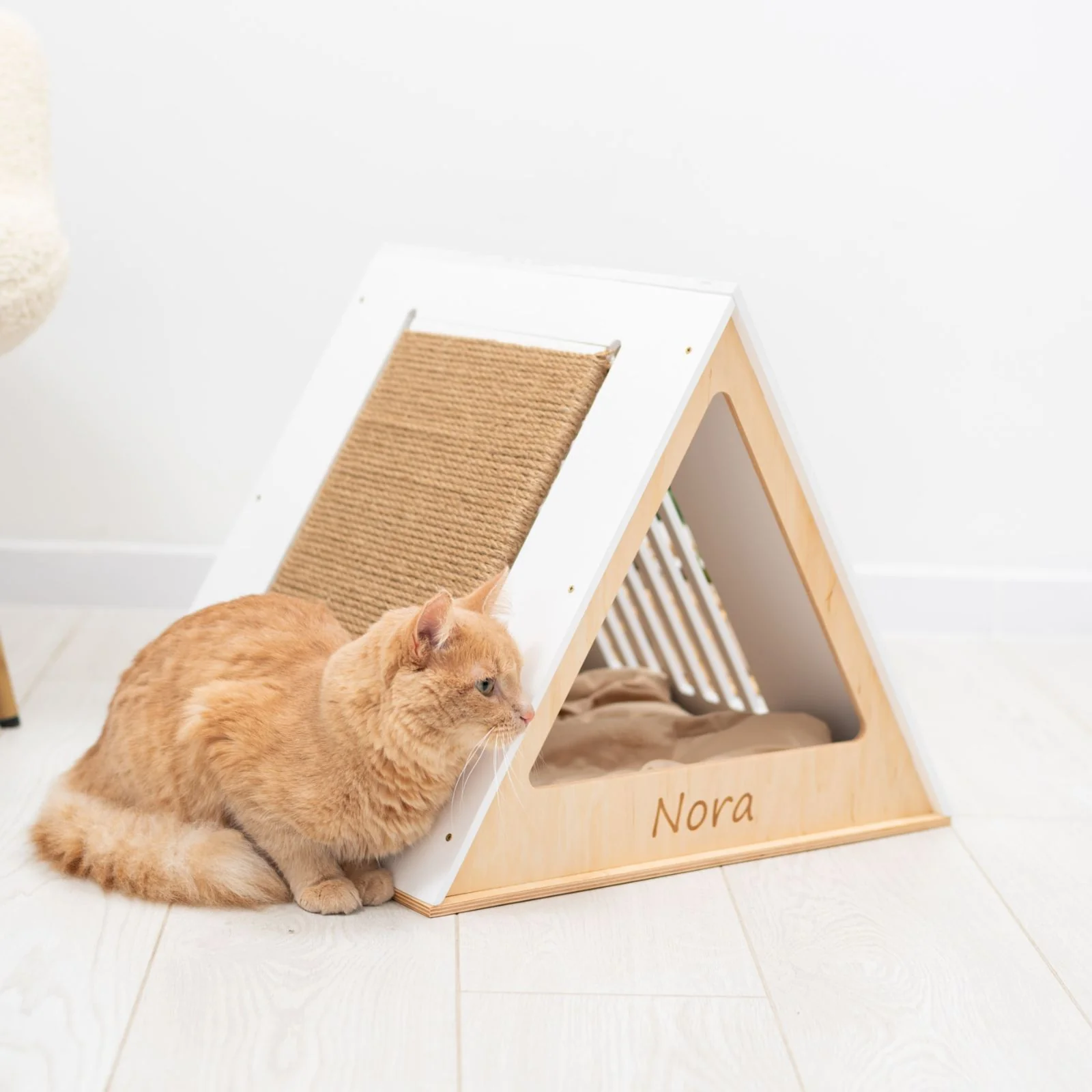 Stylish Wooden Cat Houses - White - Image 2