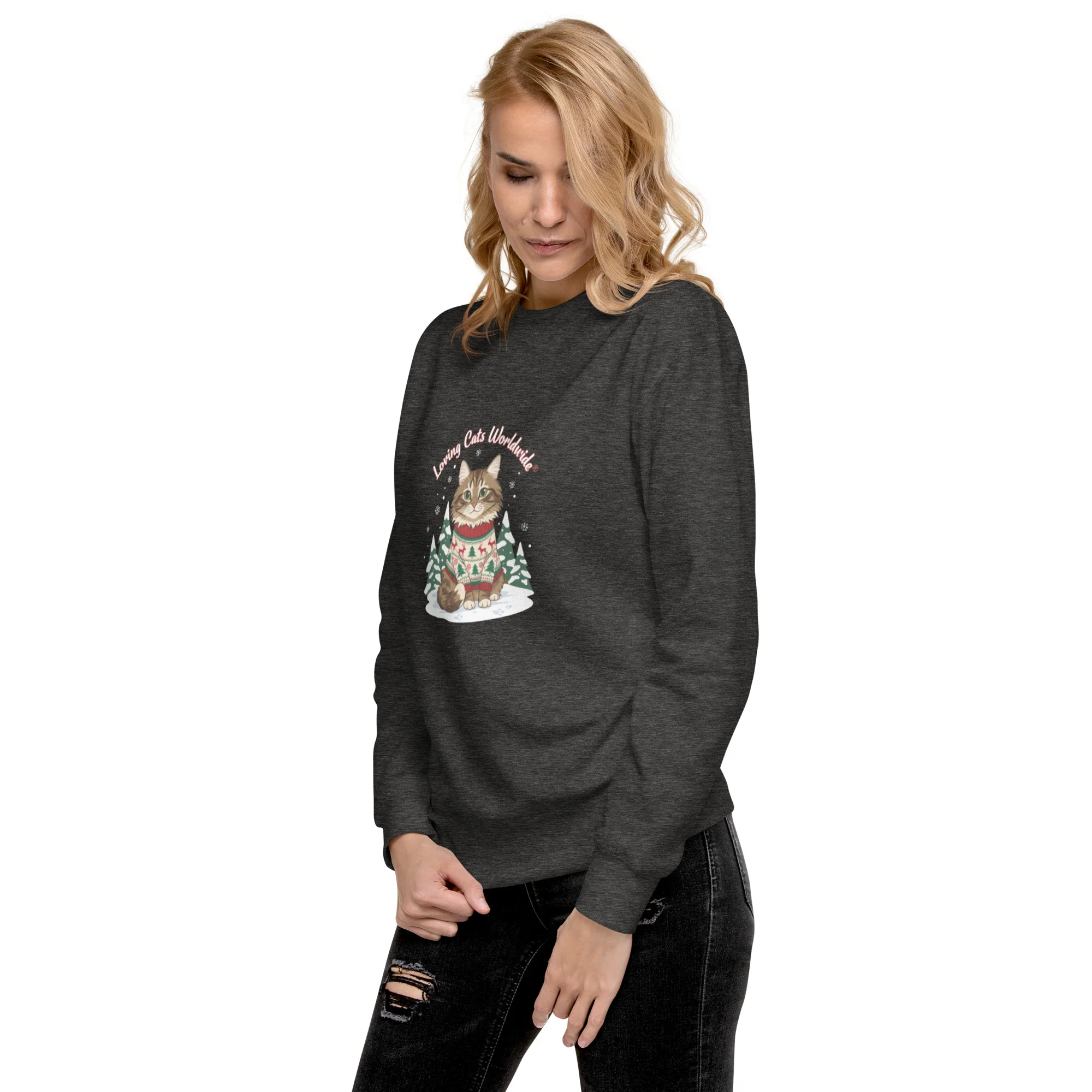 Sweater Weather Tabby: Brown Cat Winter Vibes Sweatshirt - Image 10