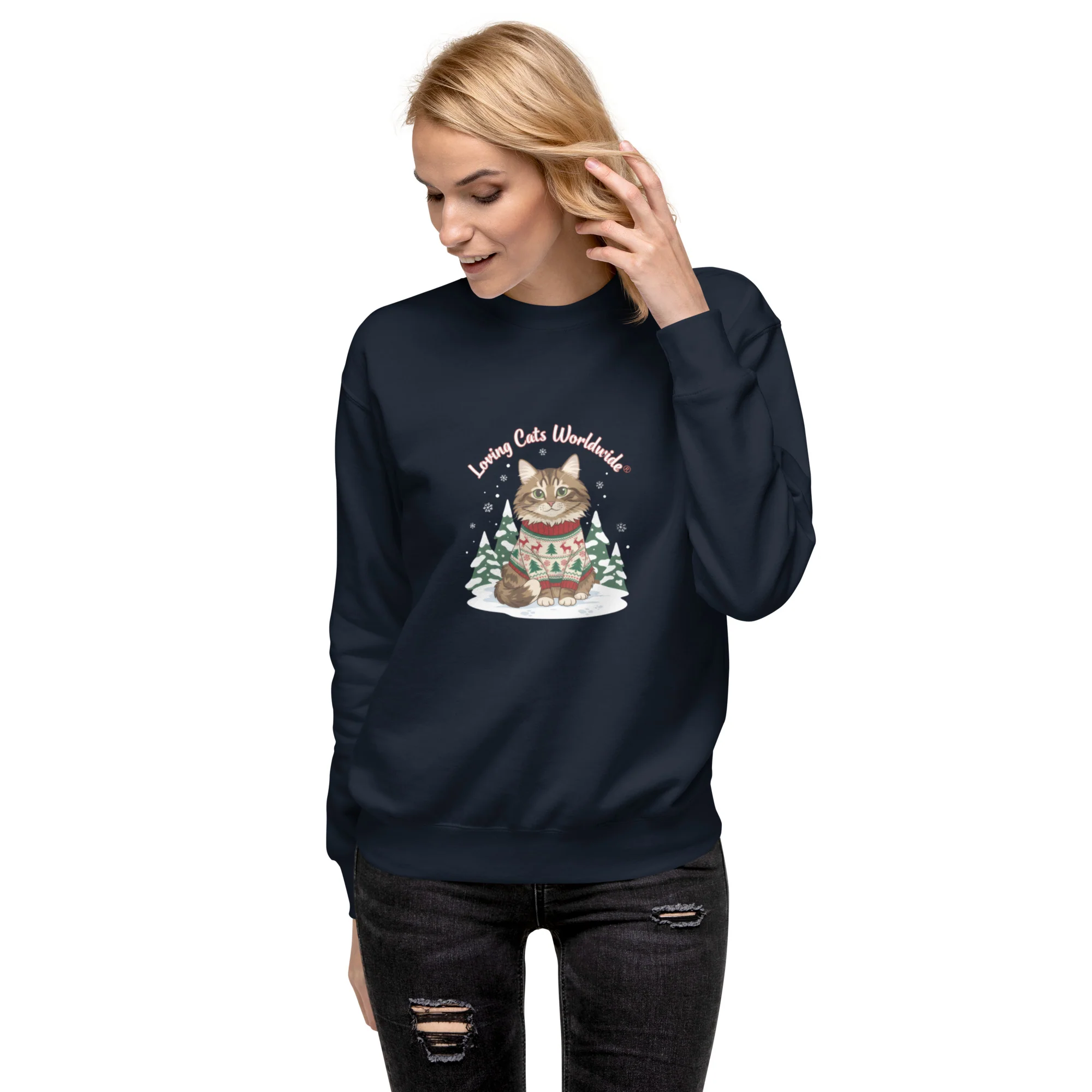 Sweater Weather Tabby: Brown Cat Winter Vibes Sweatshirt - Image 15