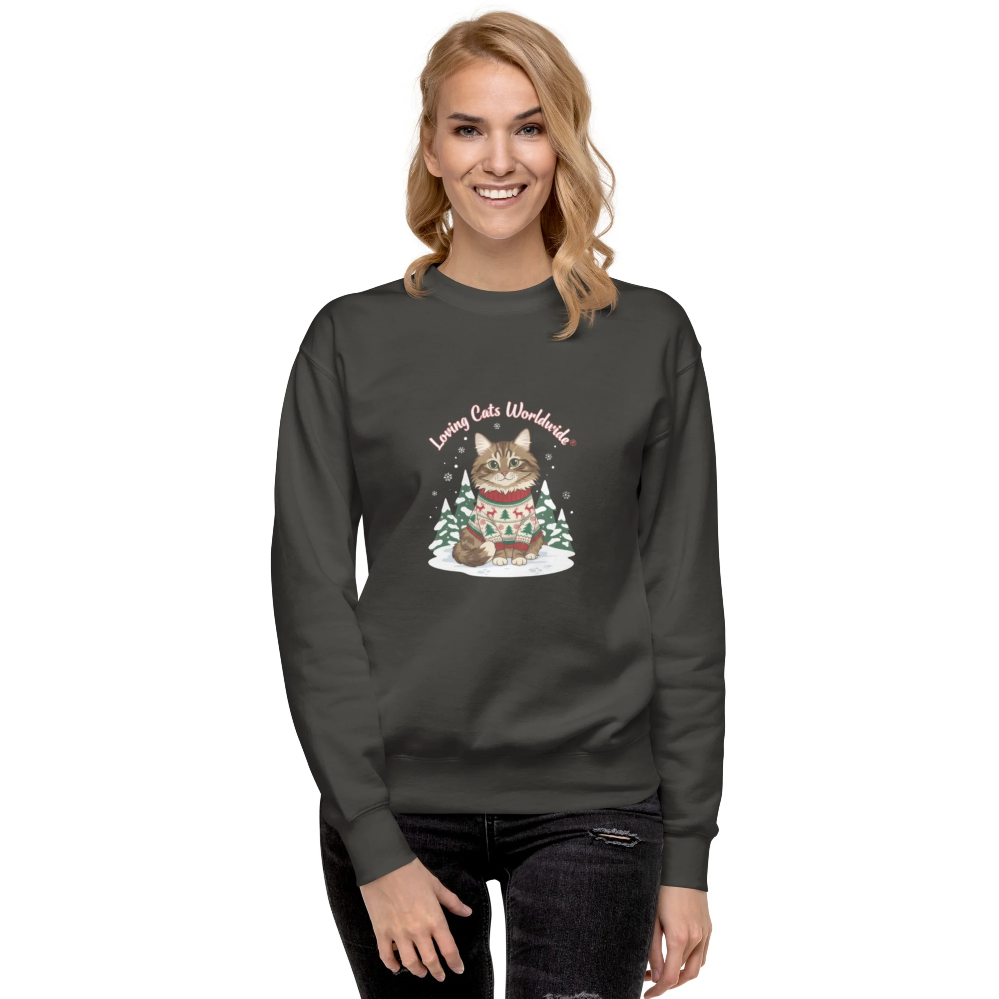 Sweater Weather Tabby: Brown Cat Winter Vibes Sweatshirt - Image 23