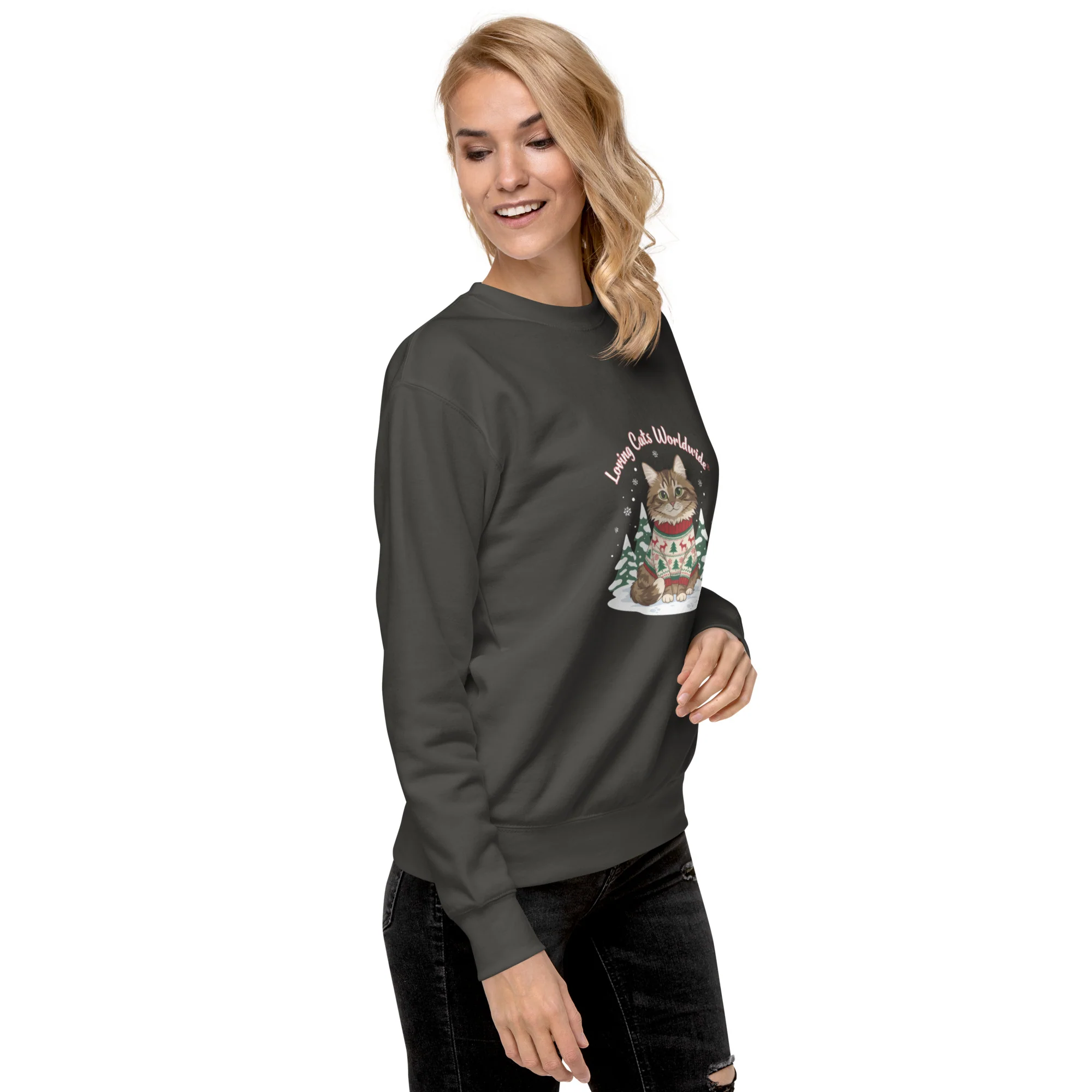 Sweater Weather Tabby: Brown Cat Winter Vibes Sweatshirt - Image 27
