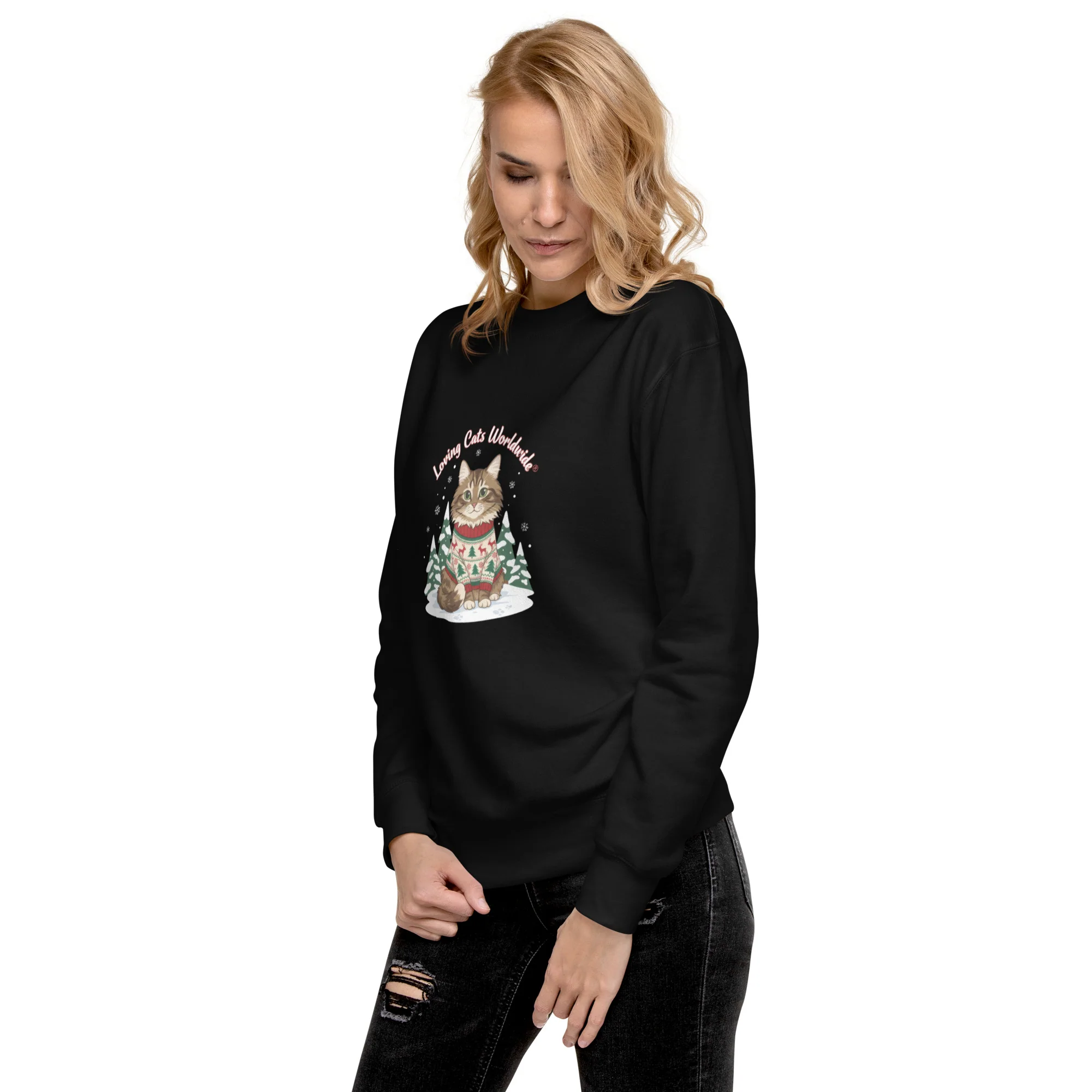 Sweater Weather Tabby: Brown Cat Winter Vibes Sweatshirt - Image 3
