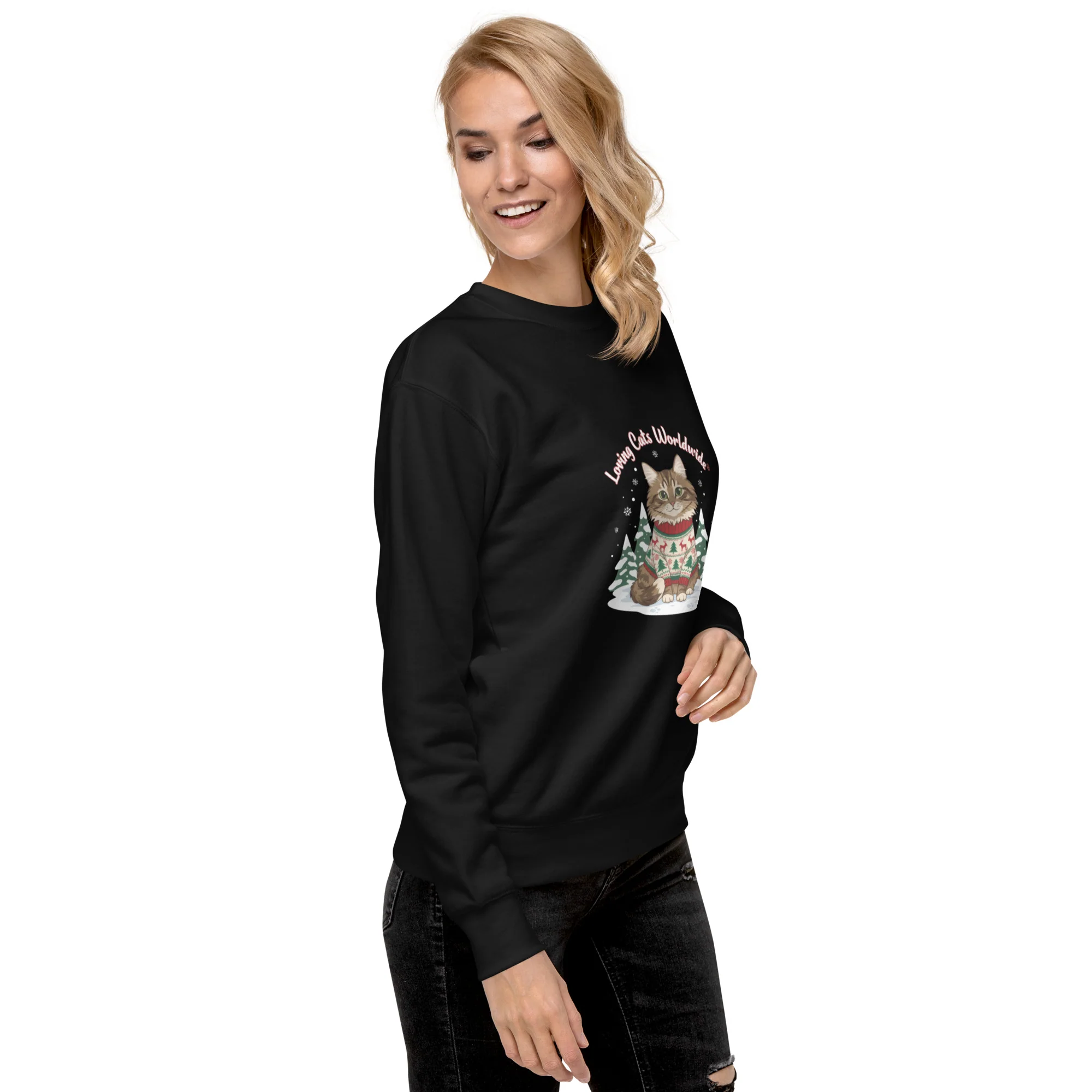 Sweater Weather Tabby: Brown Cat Winter Vibes Sweatshirt - Image 4