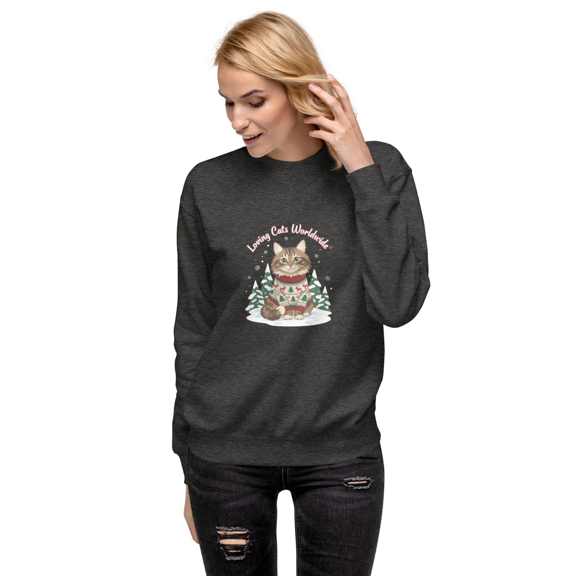 Sweater Weather Tabby: Brown Cat Winter Vibes Sweatshirt - Image 8