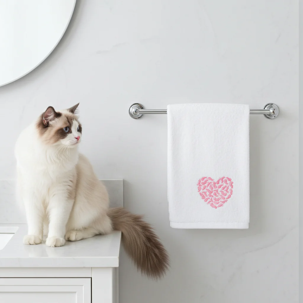 Sweet Heart Cat Hand Towels - Image 6