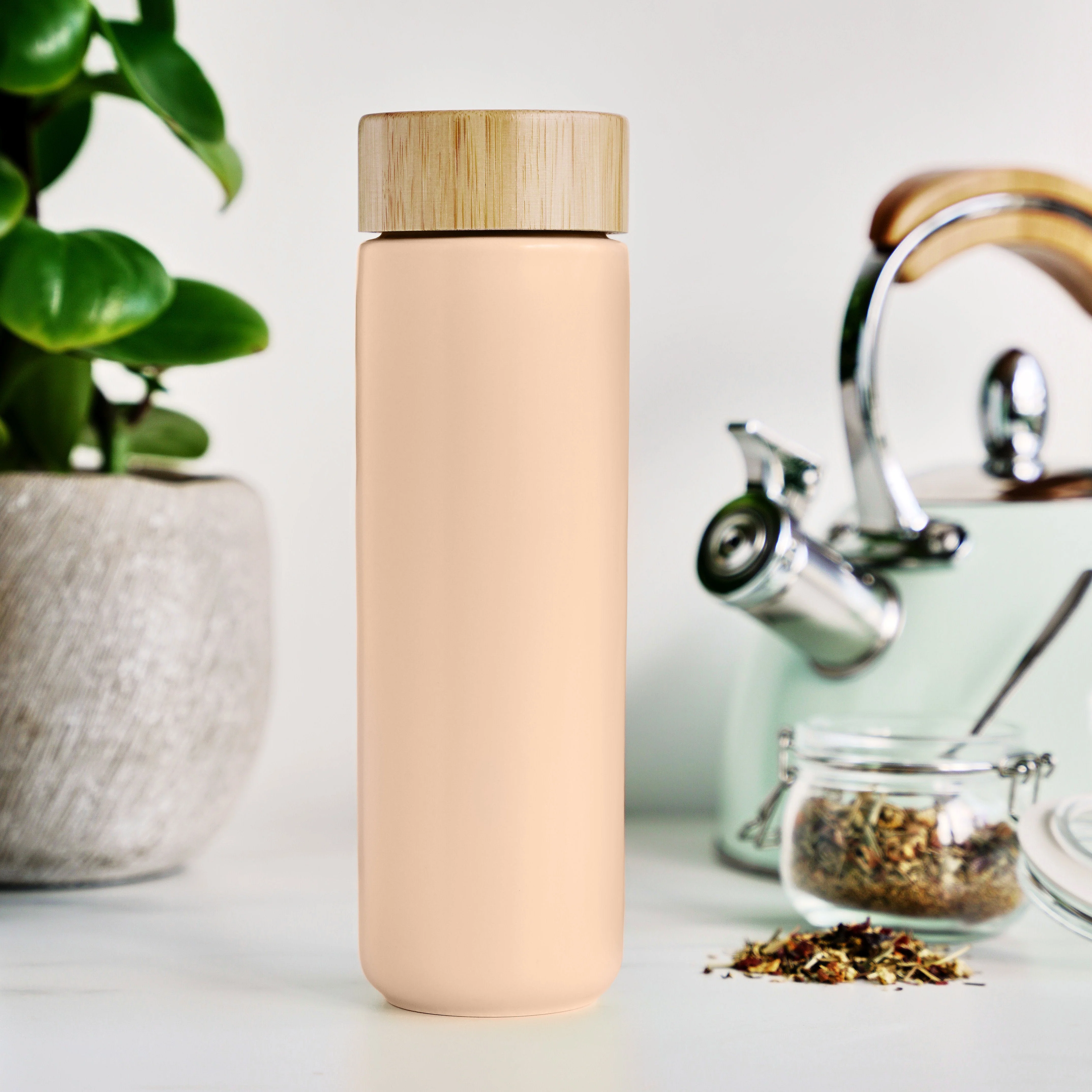 Tatyana Ceramic To-Go Infuser Mug in Coral - Image 2