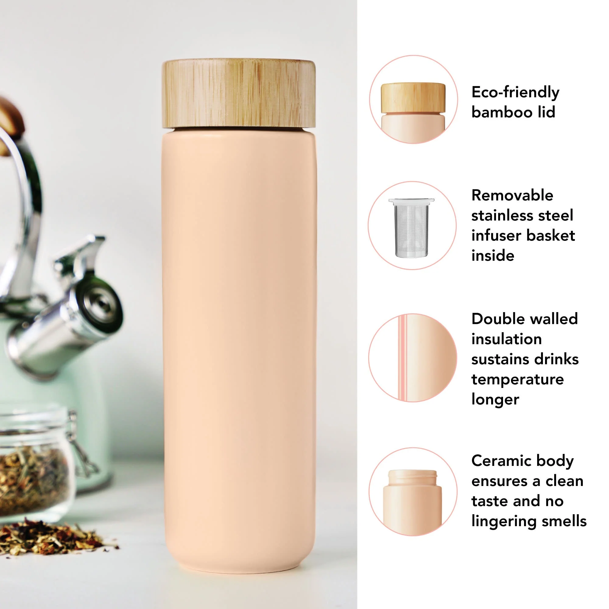 Tatyana Ceramic To-Go Infuser Mug in Coral - Image 7