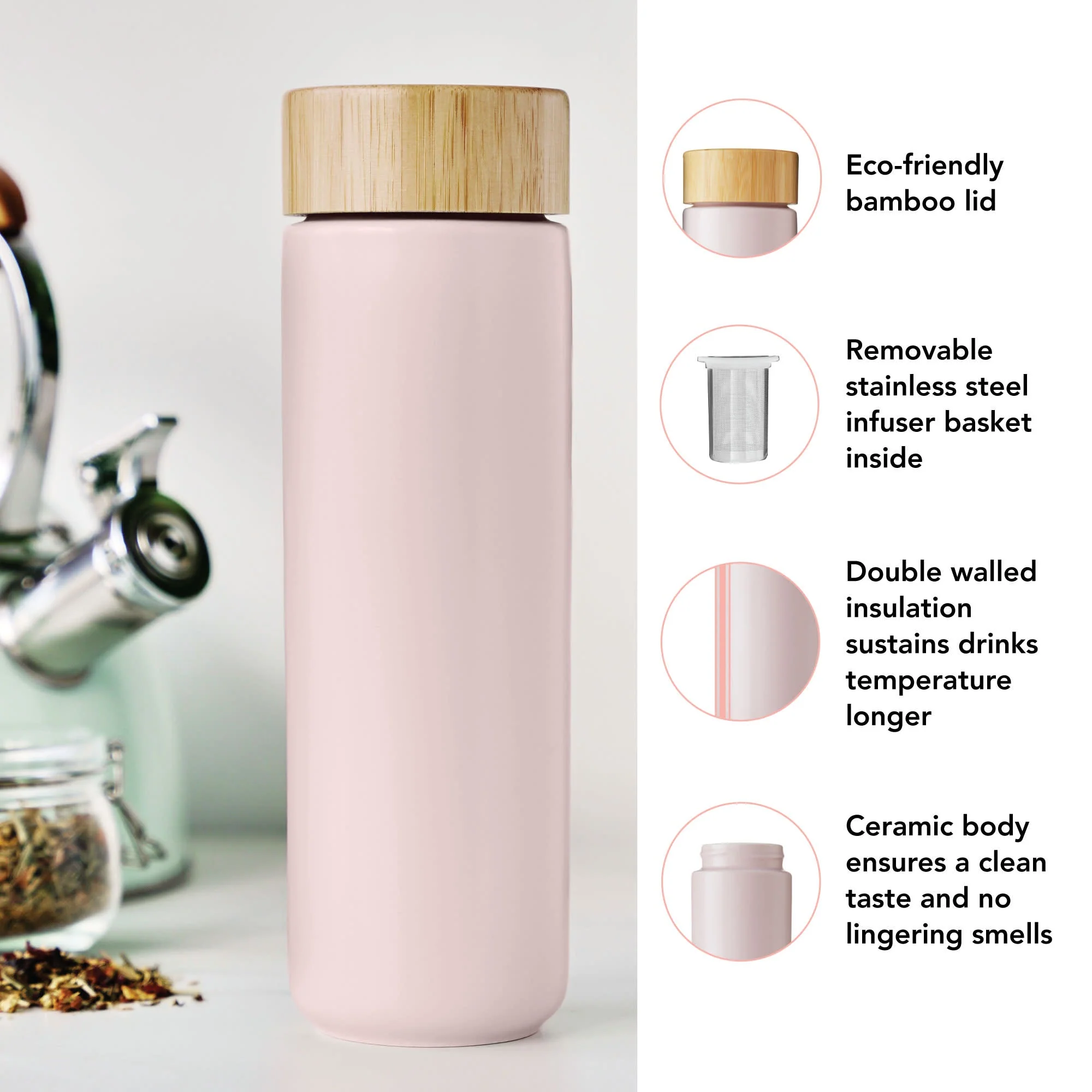 Tatyana Ceramic To-Go Infuser Mug in Lavender - Image 5