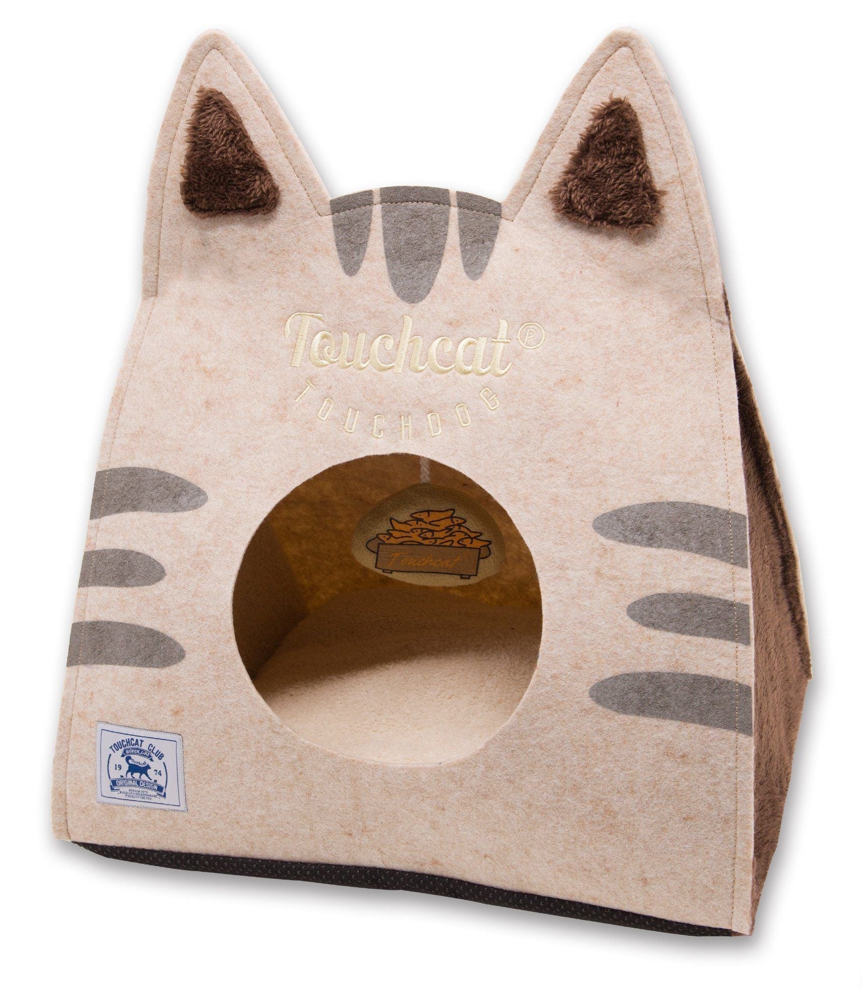 Touchcat ® 'Kitty Ears' Travel On-The-Go Folding Designer Fashion Pet Cat Bed House w/ Hanging Teaser Toy - Image 2