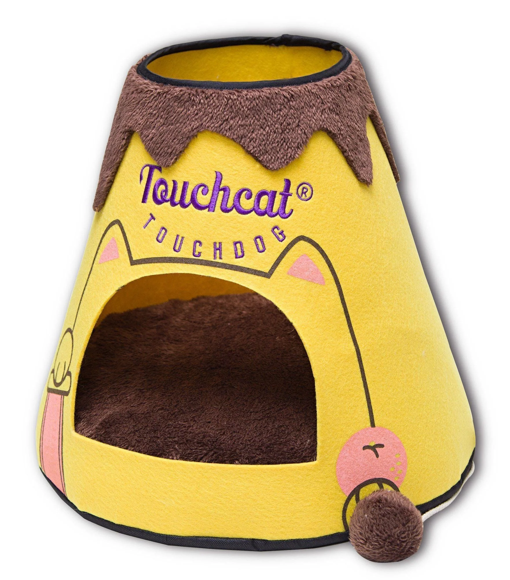 Touchcat ® 'Molten Lava' Triangular Frashion Designer Pet Kitty Cat Bed House Lounge Lounger w/ Hanging Teaser Toy - Image 3