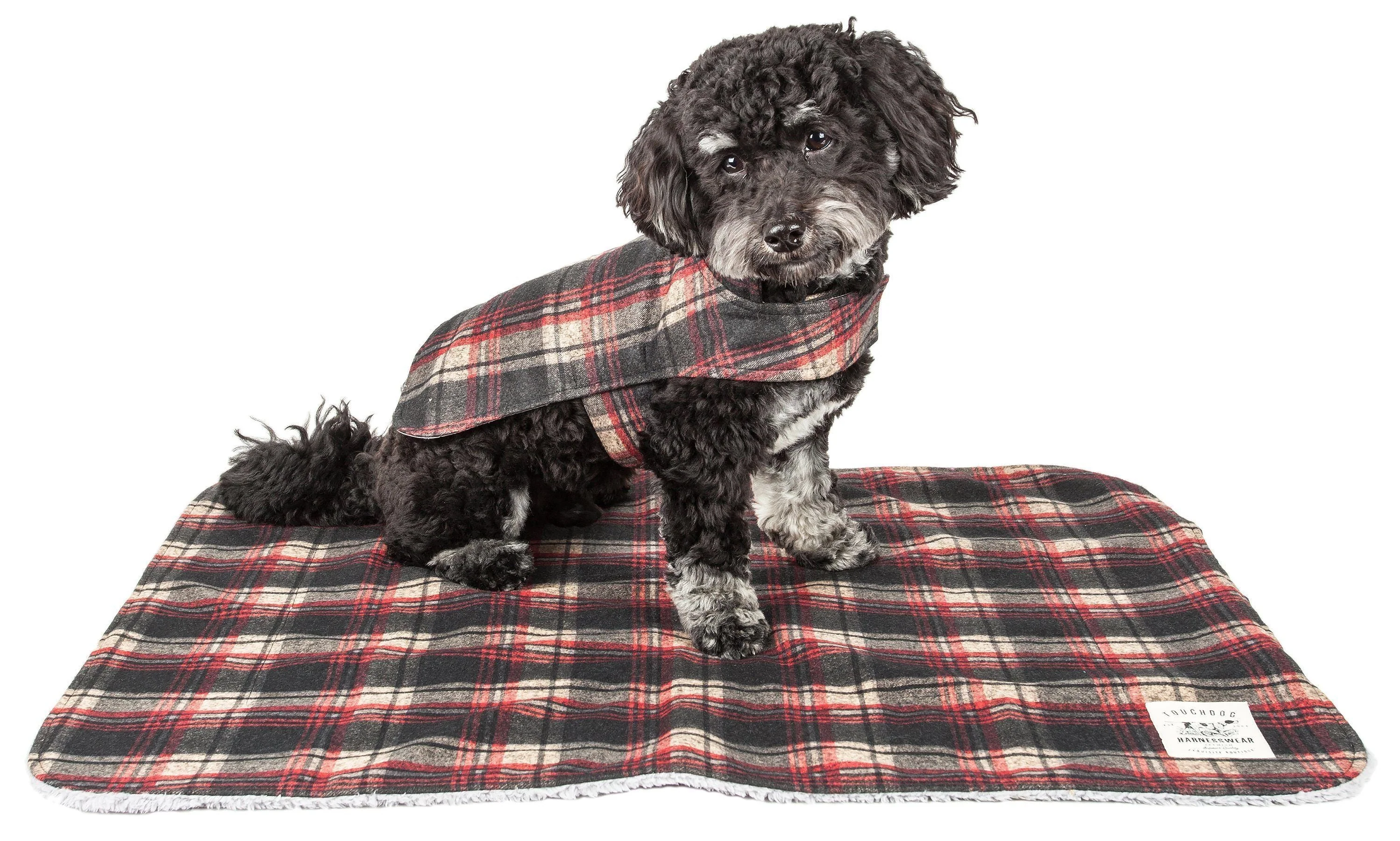 Touchdog ® 2-In-1 Tartan Plaid Dog Jacket and Matching Reversible Dog Mat - Image 4