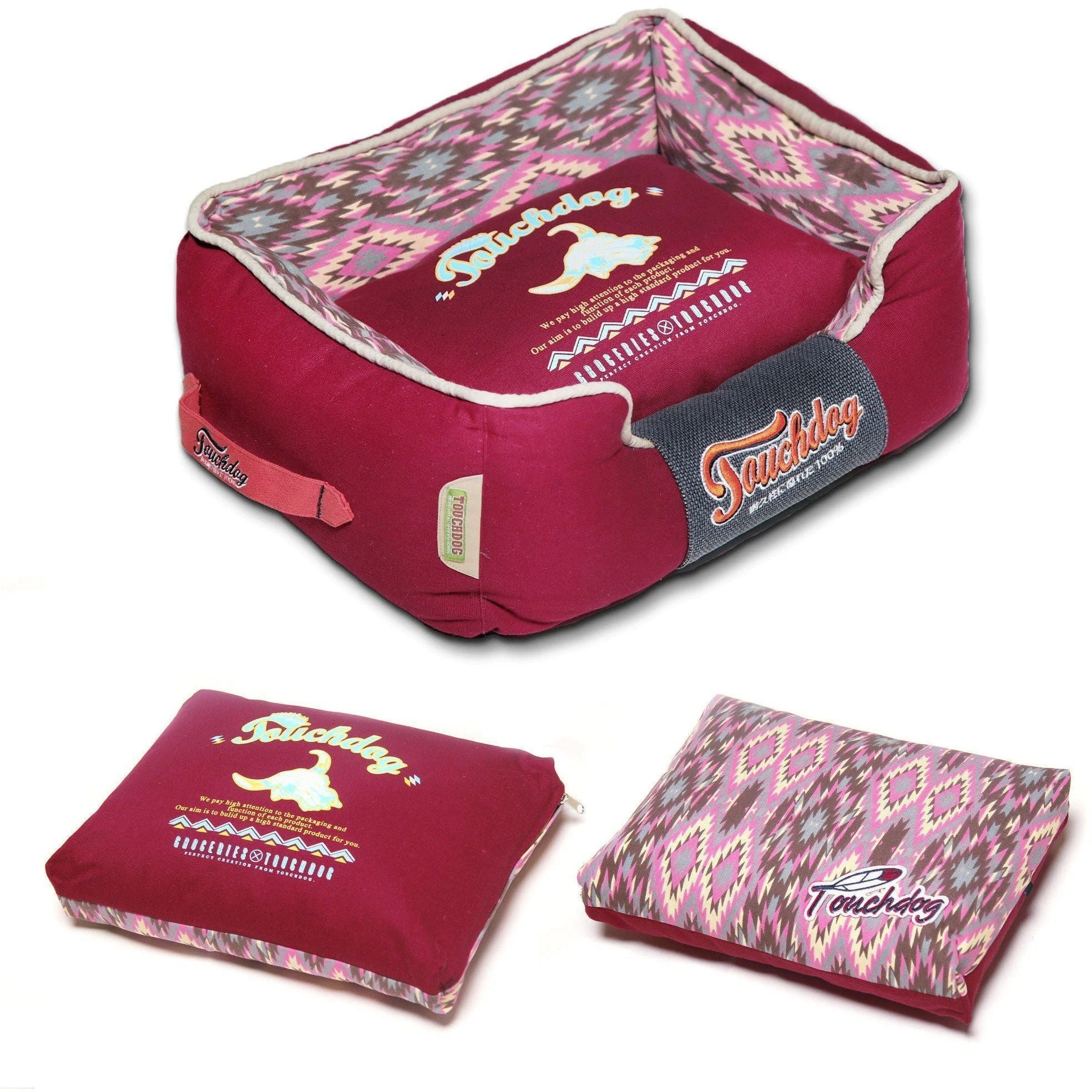 Touchdog ® '70's Vintage-Tribal' Rectangular-Boxed Designer Dog Bed - Image 5