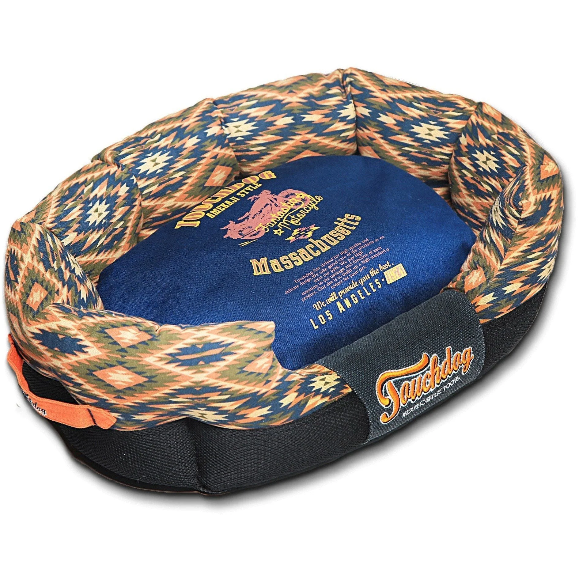 Touchdog ® '70's Vintage-Tribal' Ultra-Plush Rectangular Rounded Dog Bed - Image 4