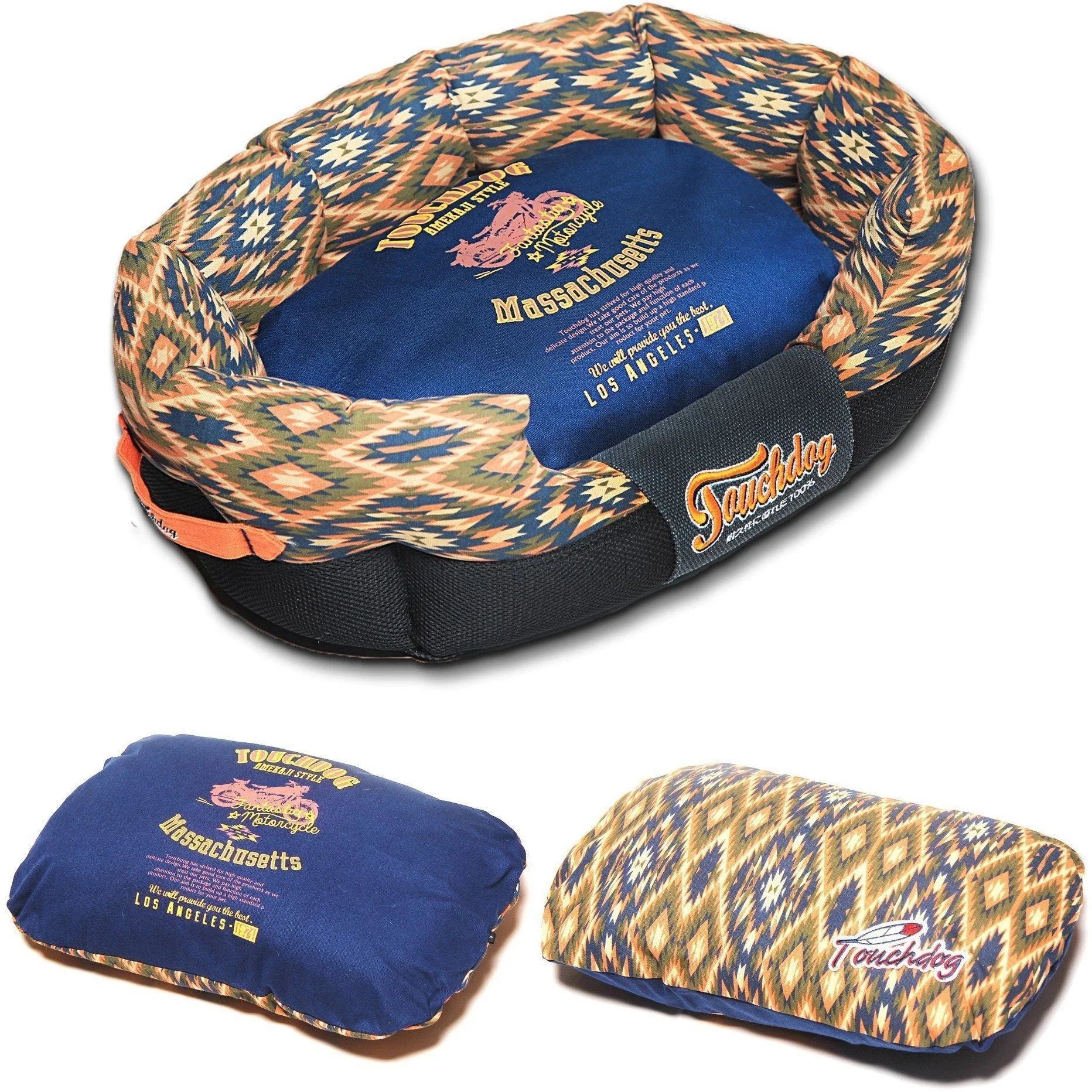 Touchdog ® '70's Vintage-Tribal' Ultra-Plush Rectangular Rounded Dog Bed - Image 8
