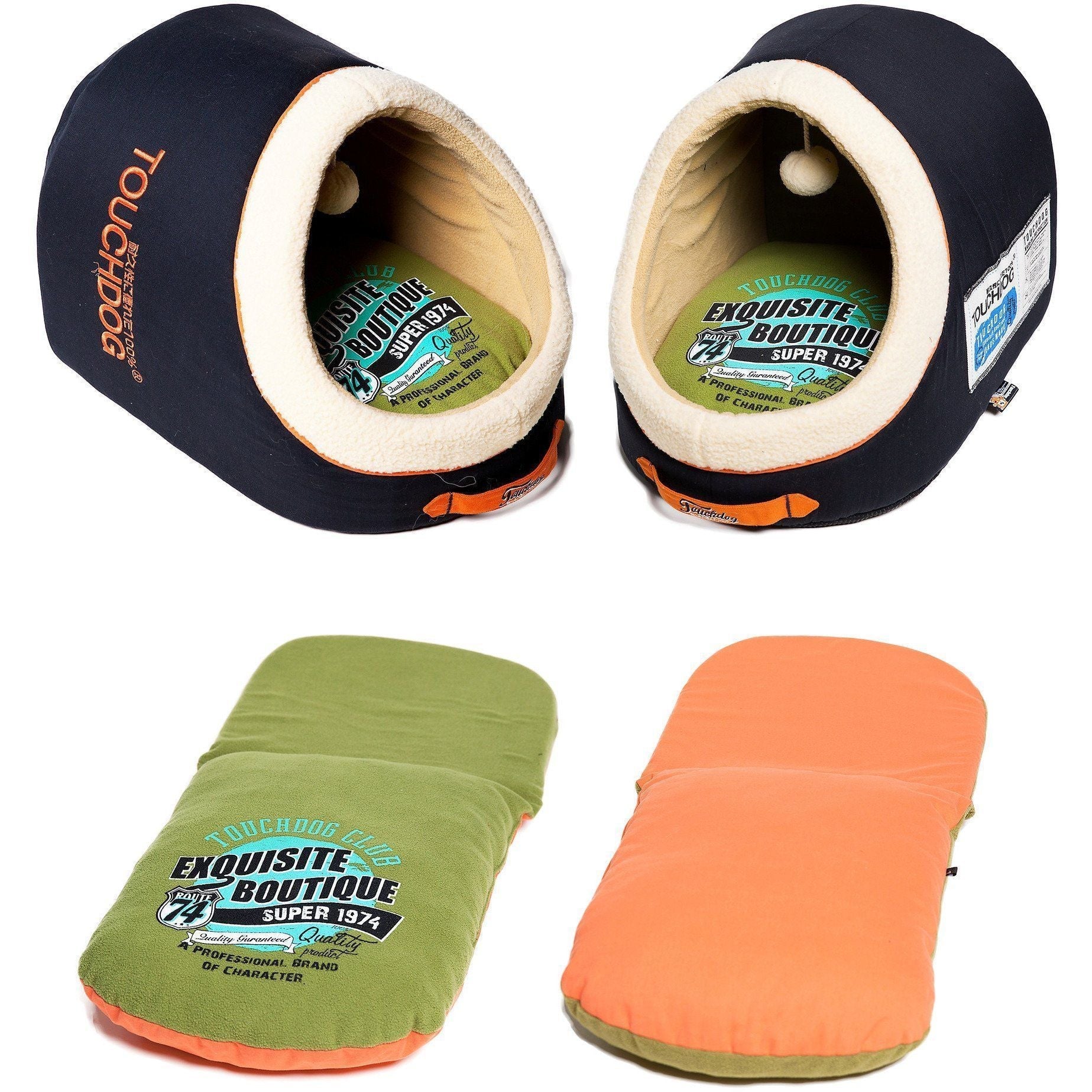 Touchdog ® 'Active-Play' Vintage Emblem Panoramic Cat Bed w/ Teaser Toy - Image 4
