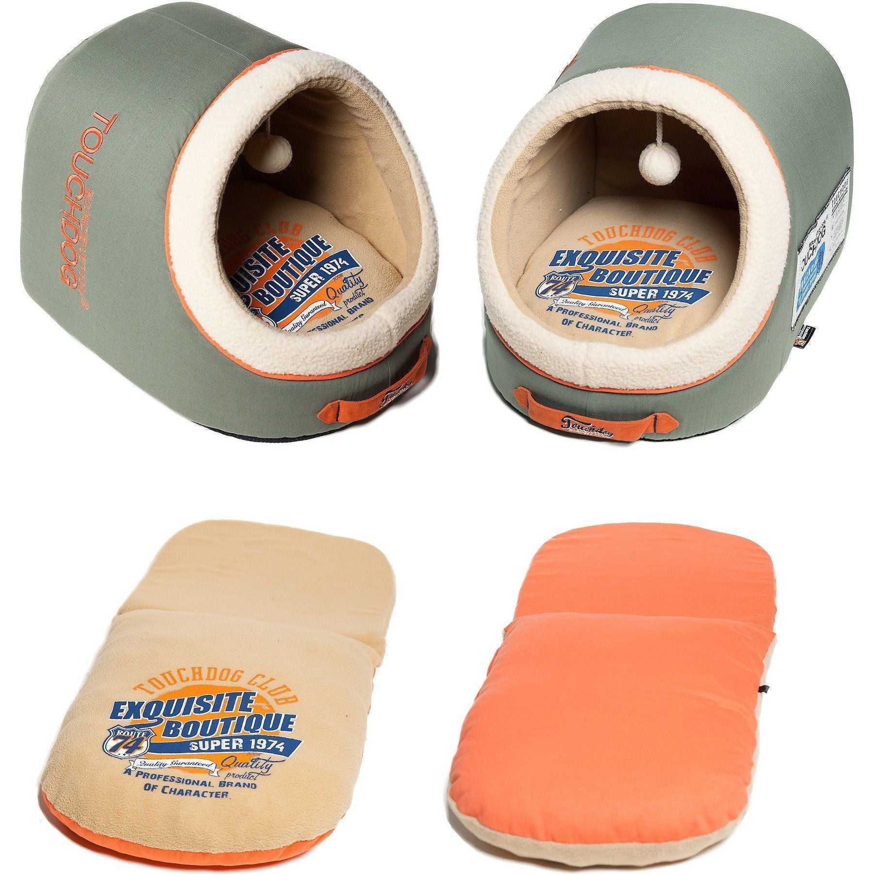 Touchdog ® 'Active-Play' Vintage Emblem Panoramic Cat Bed w/ Teaser Toy - Image 5