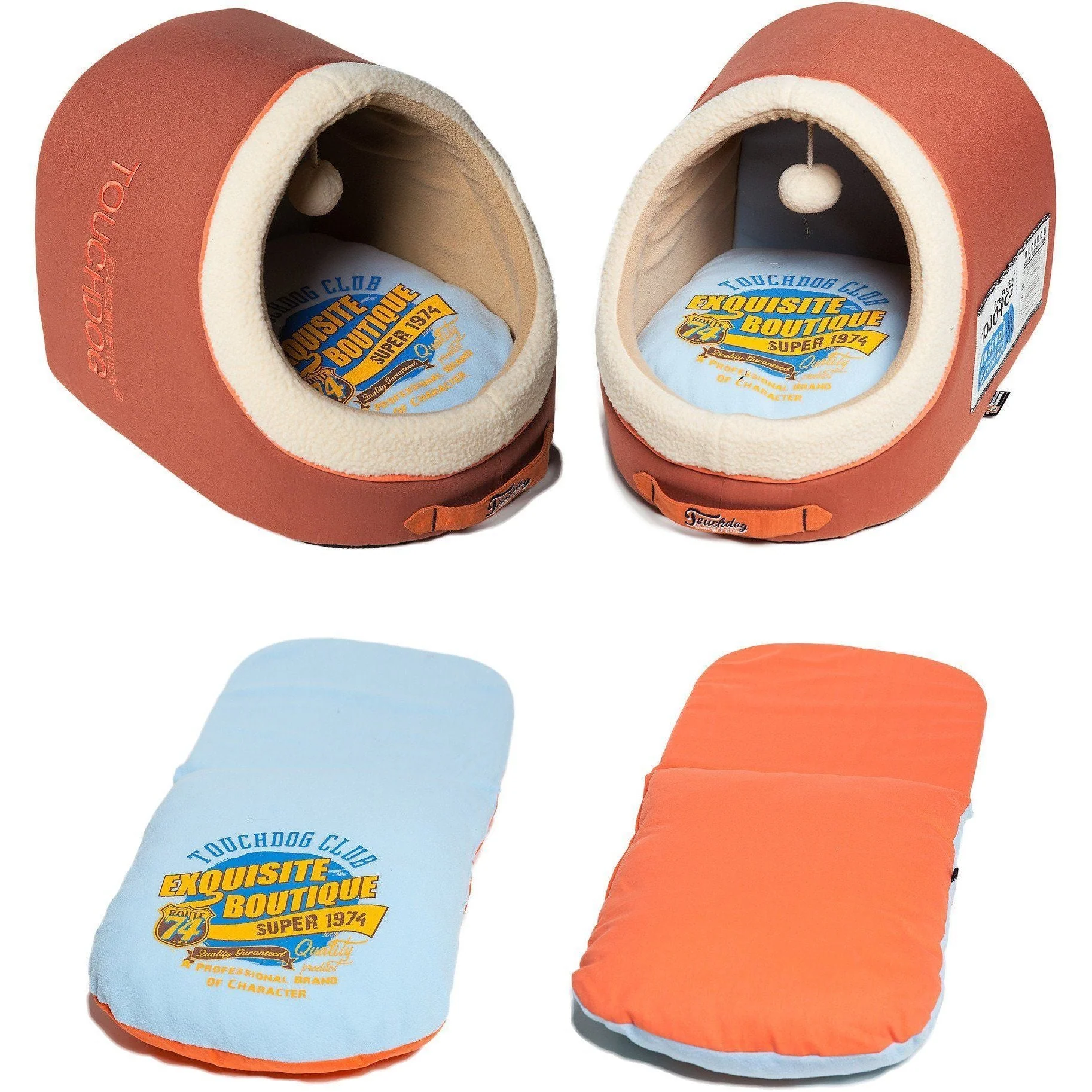 Touchdog ® 'Active-Play' Vintage Emblem Panoramic Cat Bed w/ Teaser Toy - Image 6