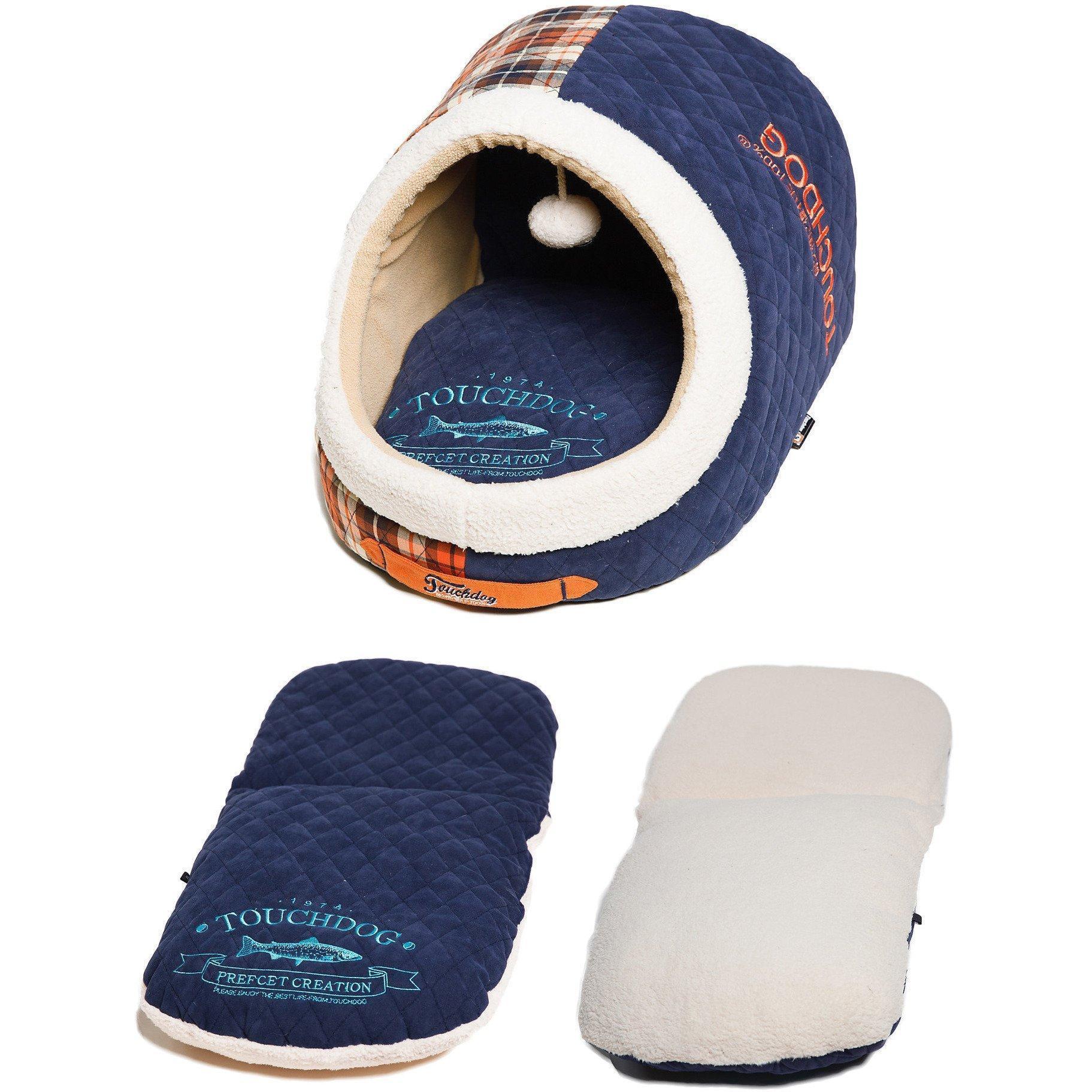 Touchdog ® 'Diamond Stitched' Panoramic Designer Cat Bed w/ Teaser Toy - Image 3