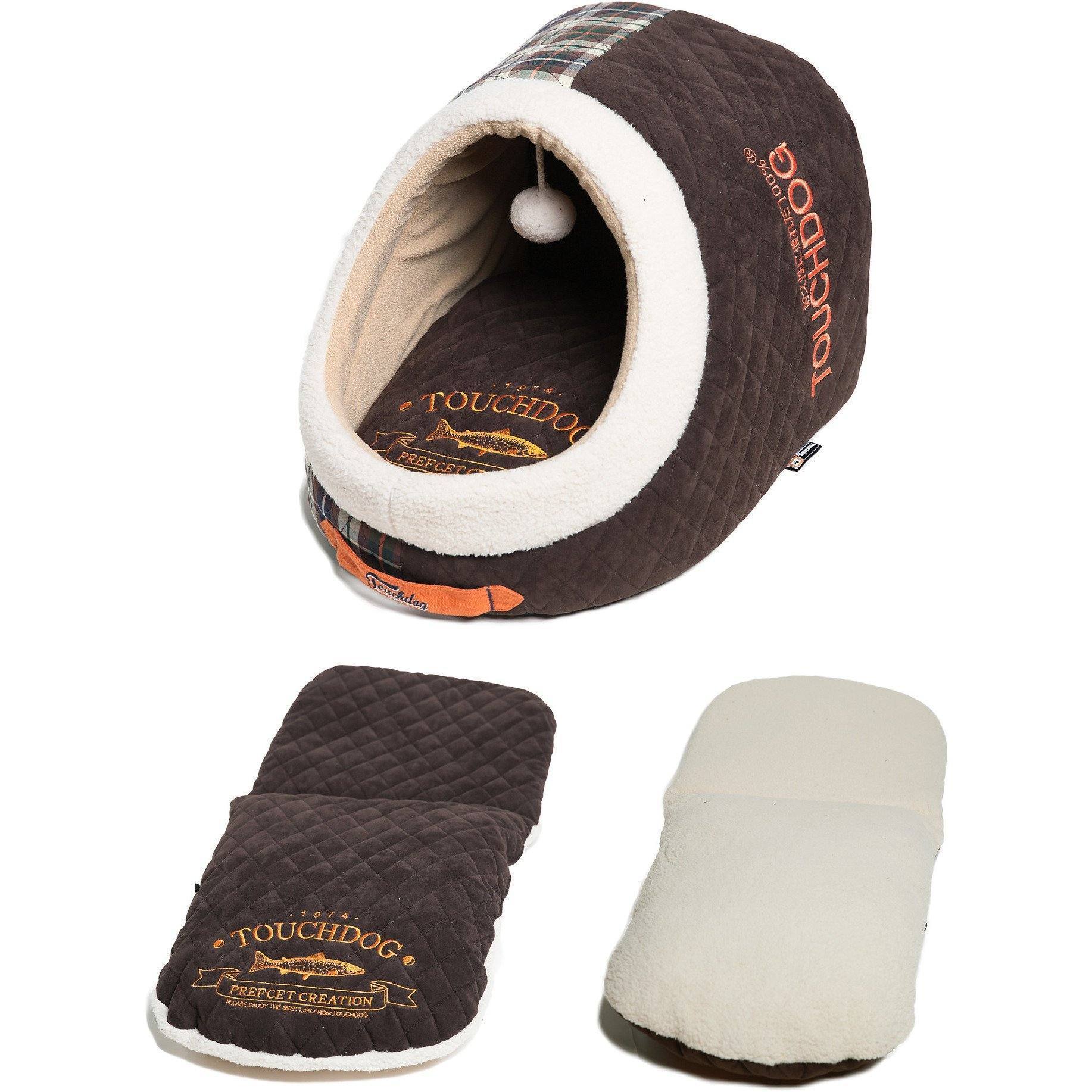 Touchdog ® 'Diamond Stitched' Panoramic Designer Cat Bed w/ Teaser Toy - Image 4