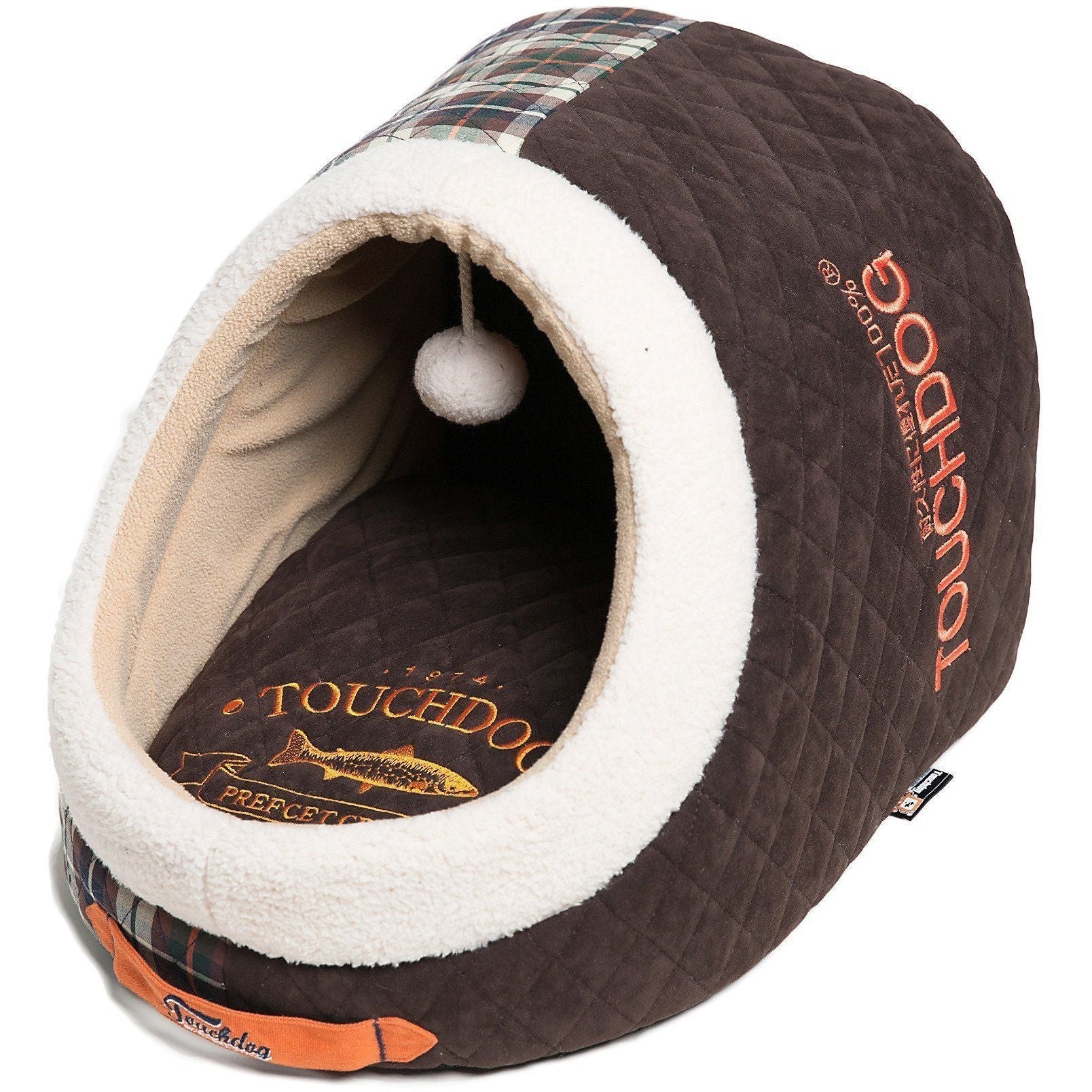 Touchdog ® 'Diamond Stitched' Panoramic Designer Cat Bed w/ Teaser Toy - Image 8