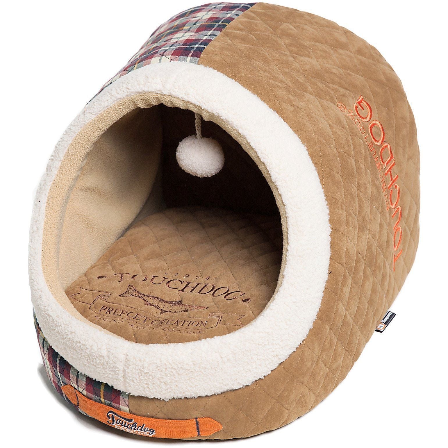 Touchdog ® 'Diamond Stitched' Panoramic Designer Cat Bed w/ Teaser Toy - Image 9