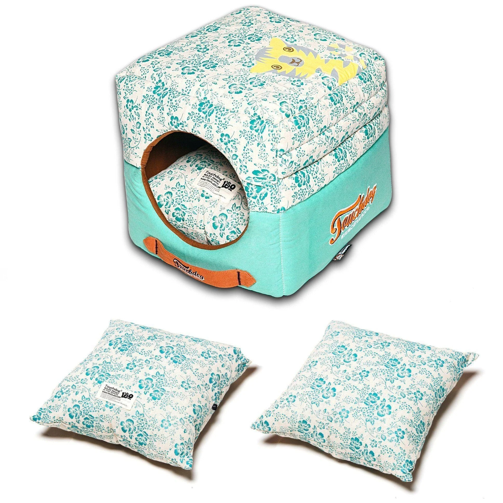Touchdog ® 'Floral-Galoral' 2-in-1 Collapsible Squared Dog and Cat Bed - Image 3