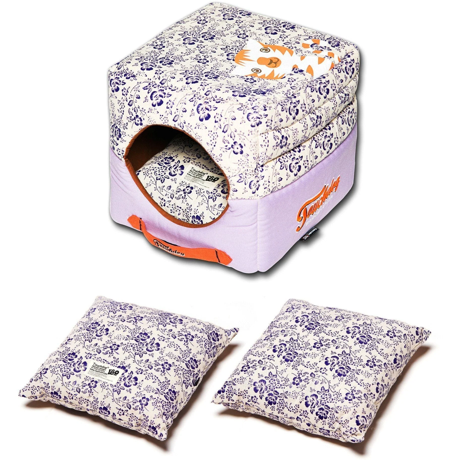 Touchdog ® 'Floral-Galoral' 2-in-1 Collapsible Squared Dog and Cat Bed - Image 4