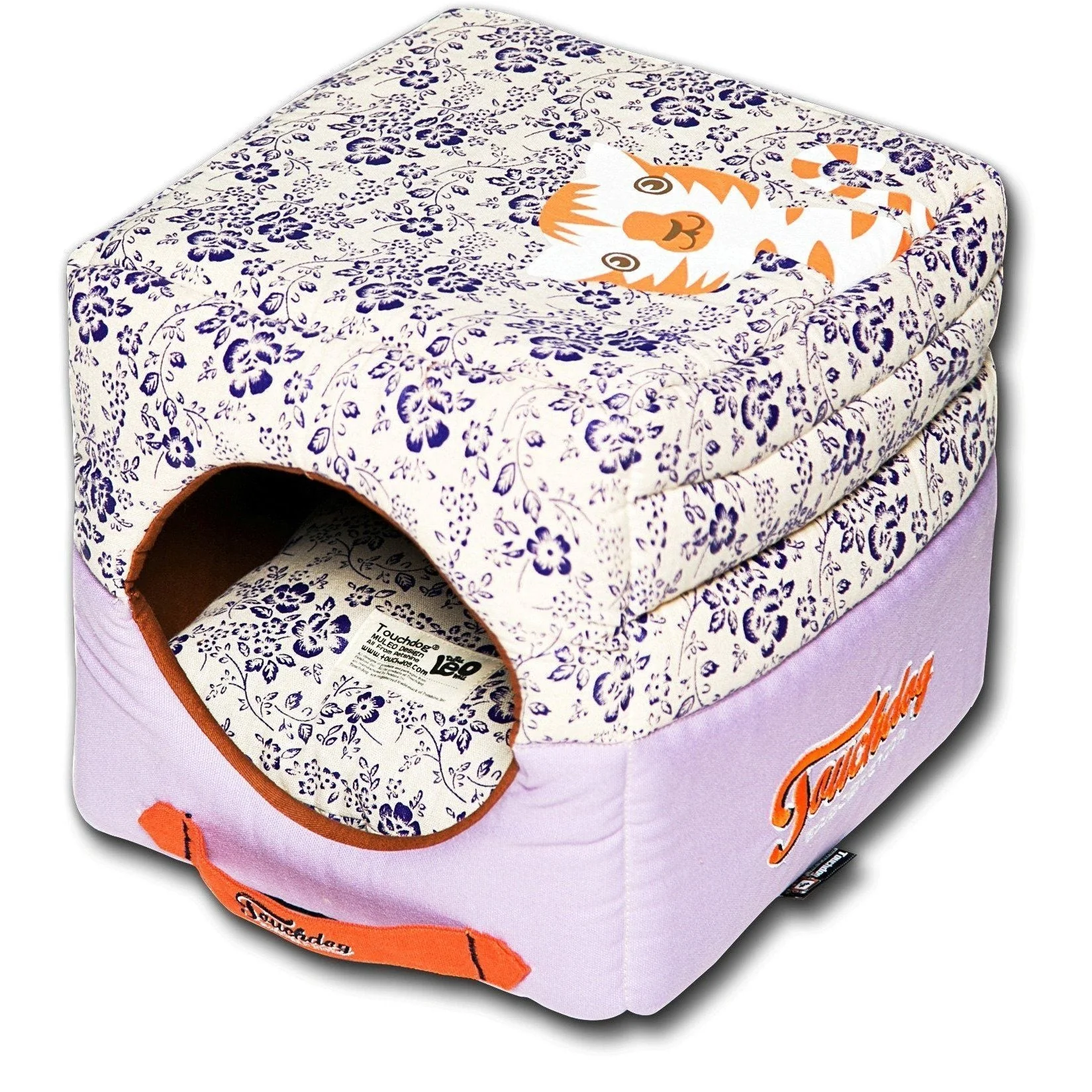 Touchdog ® 'Floral-Galoral' 2-in-1 Collapsible Squared Dog and Cat Bed - Image 8