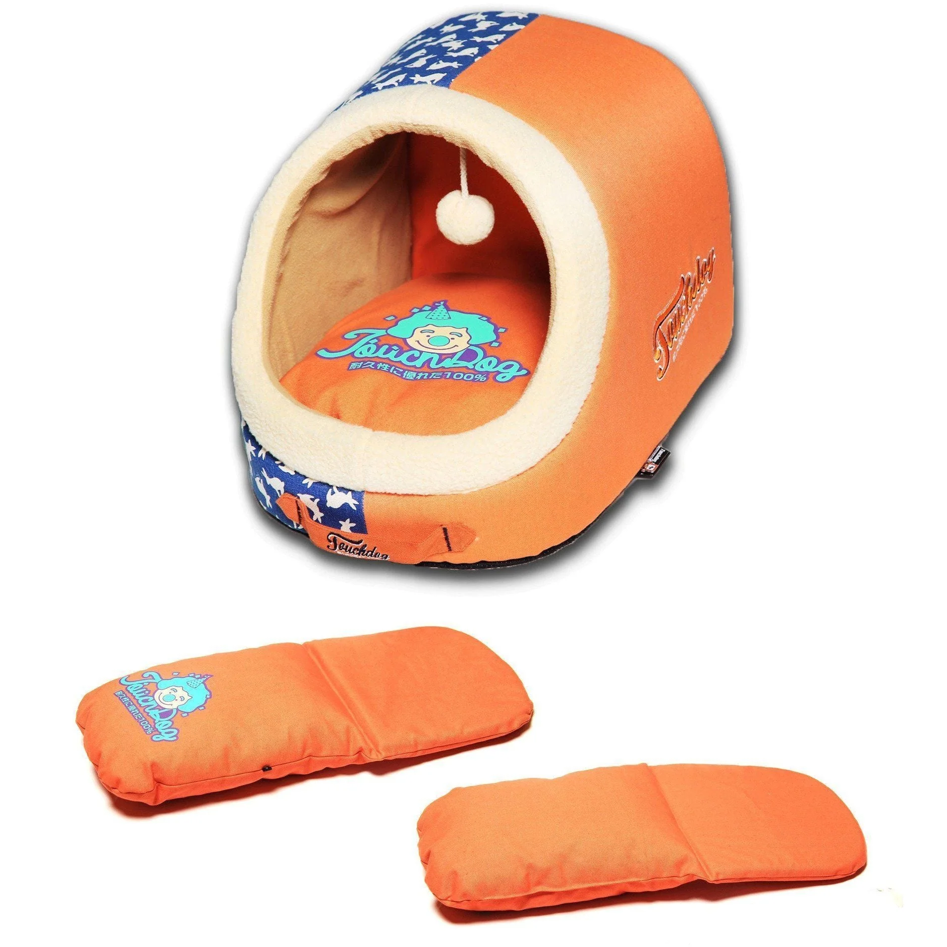 Touchdog ® 'Lazy-Bones' Rabbit-Spotted Panoramic Cat Bed with Teaser Toy - Image 3