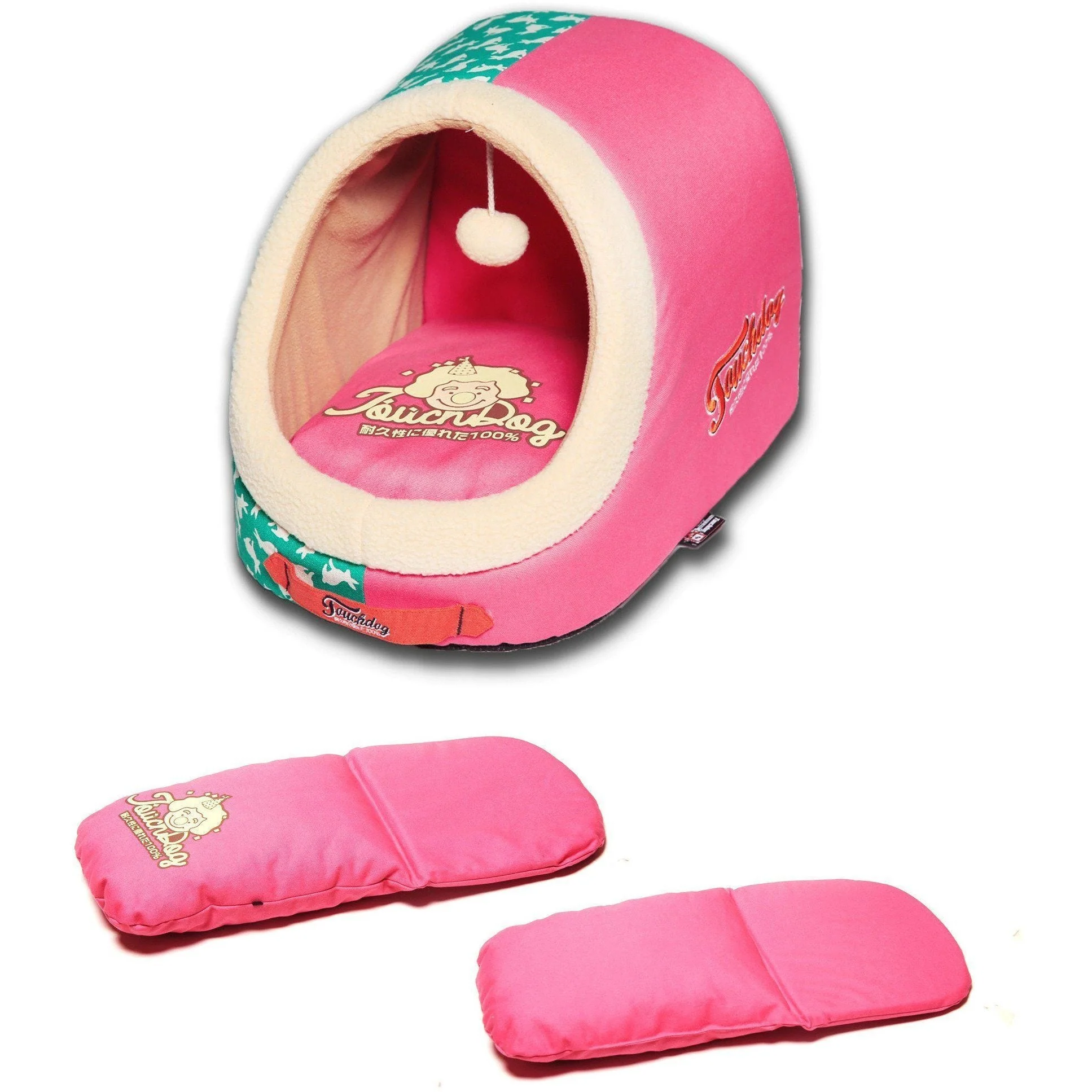 Touchdog ® 'Lazy-Bones' Rabbit-Spotted Panoramic Cat Bed with Teaser Toy - Image 4