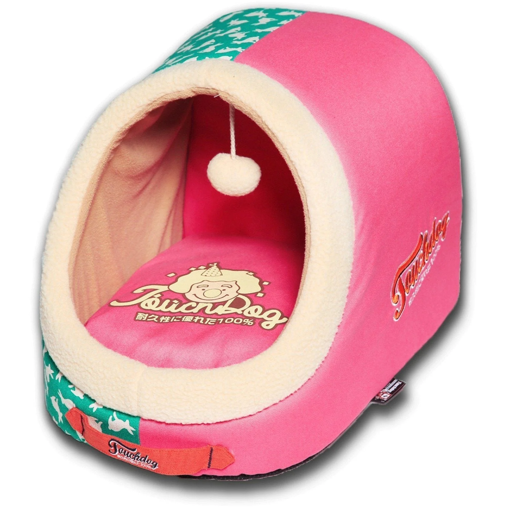 Touchdog ® 'Lazy-Bones' Rabbit-Spotted Panoramic Cat Bed with Teaser Toy - Image 6