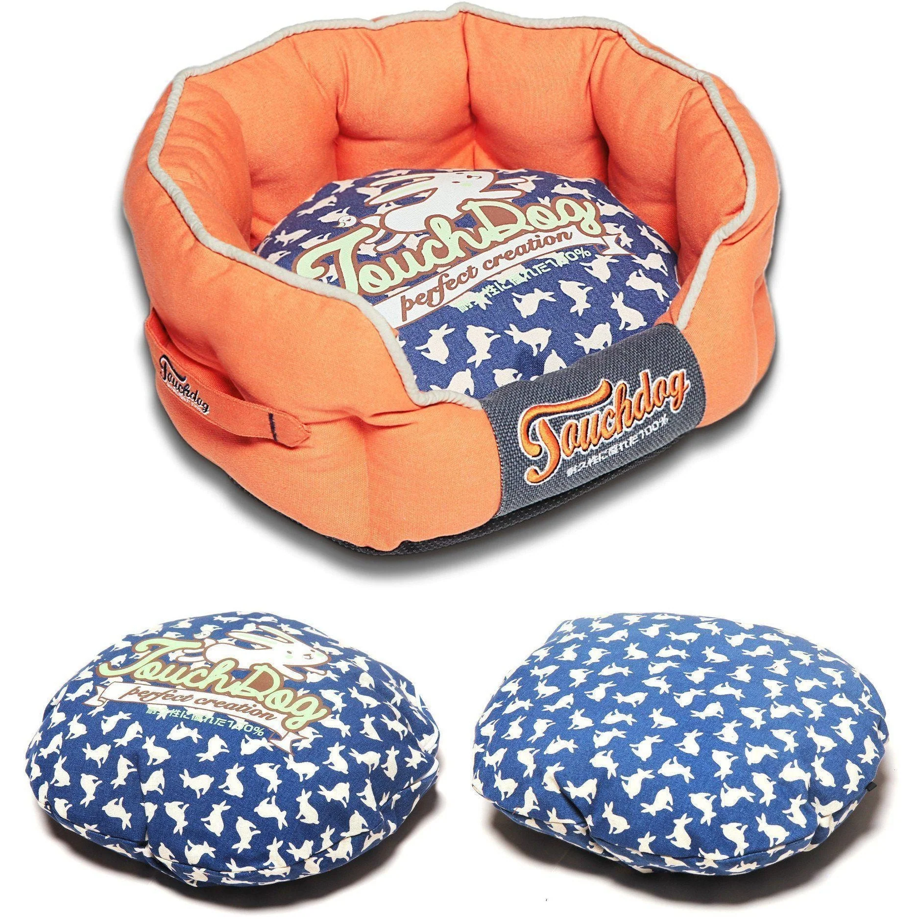 Touchdog ® 'Lazy-Bones' Rabbit-Spotted Rounded Designer Dog Bed - Image 3