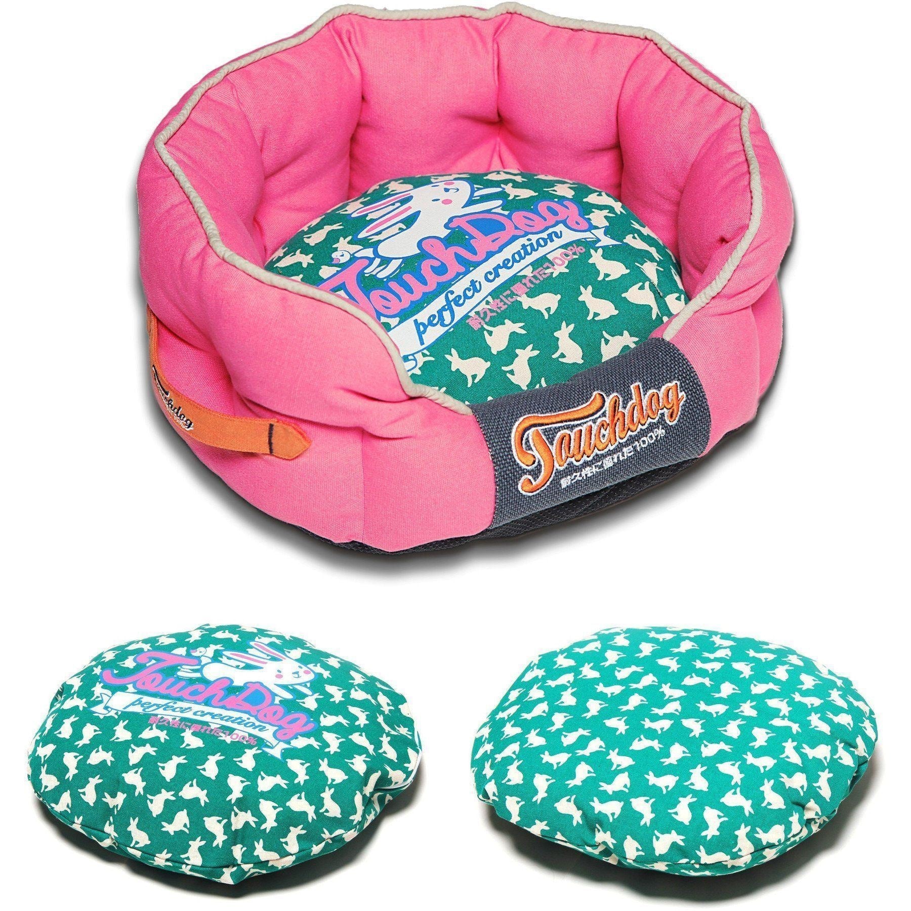 Touchdog ® 'Lazy-Bones' Rabbit-Spotted Rounded Designer Dog Bed - Image 4