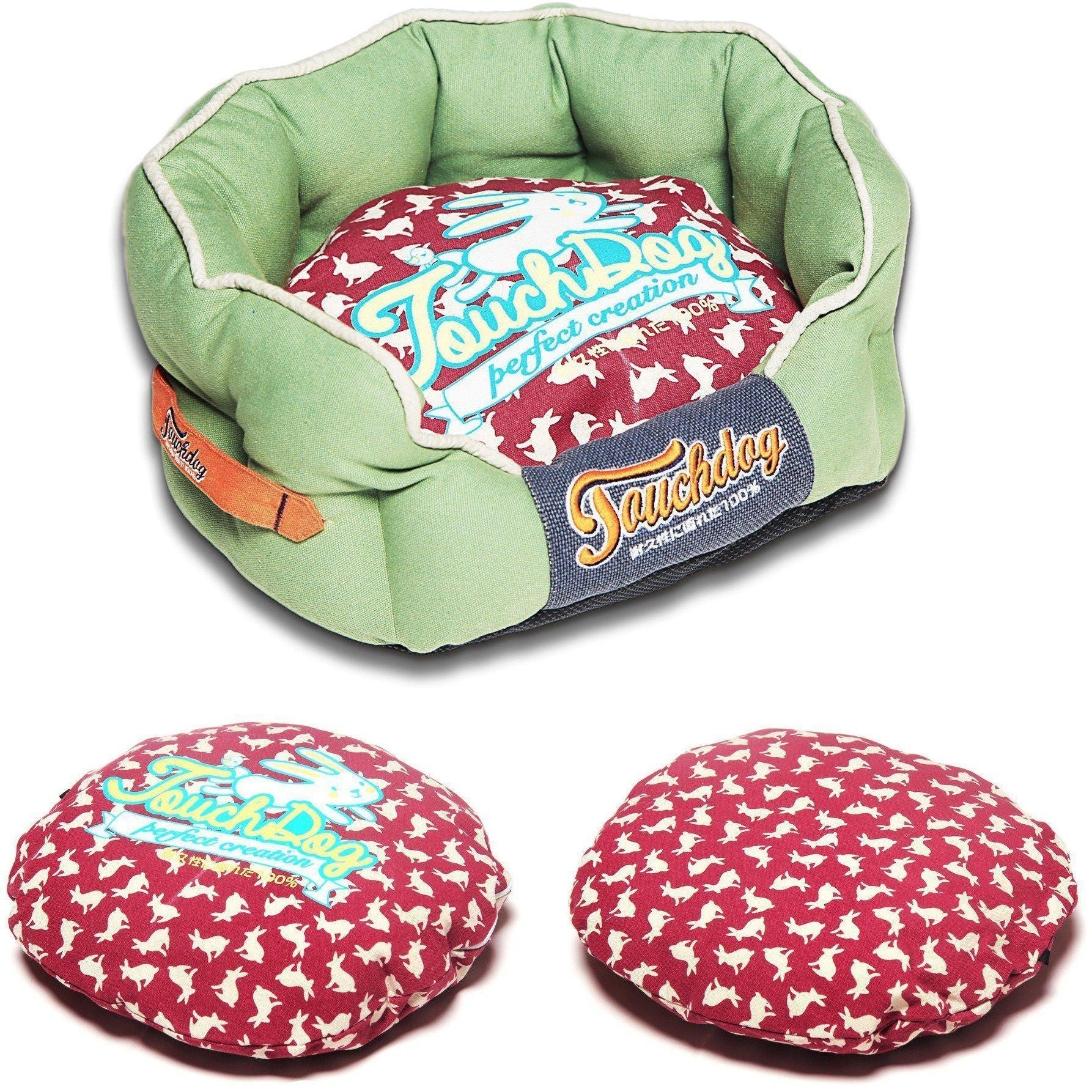 Touchdog ® 'Lazy-Bones' Rabbit-Spotted Rounded Designer Dog Bed - Image 5