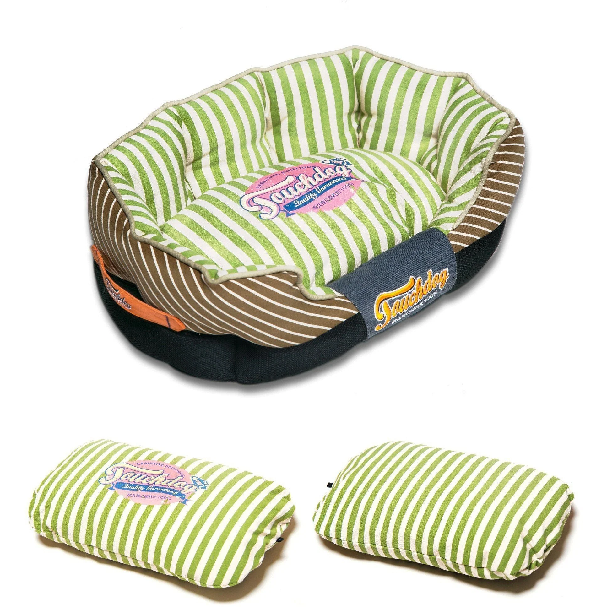 Touchdog ® 'Neutral-Striped' Rectangular Rounded Designer Dog Bed - Image 3