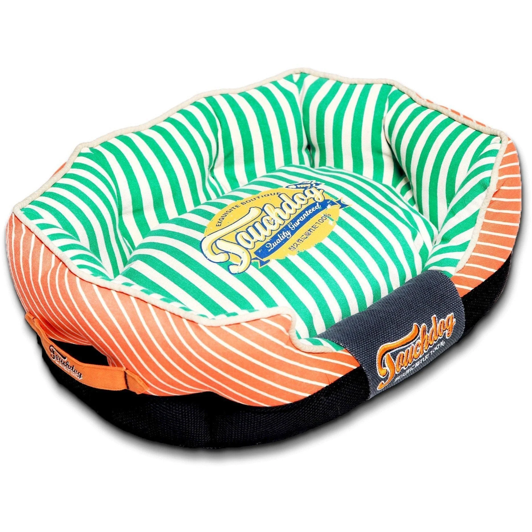 Touchdog ® 'Neutral-Striped' Rectangular Rounded Designer Dog Bed - Image 6