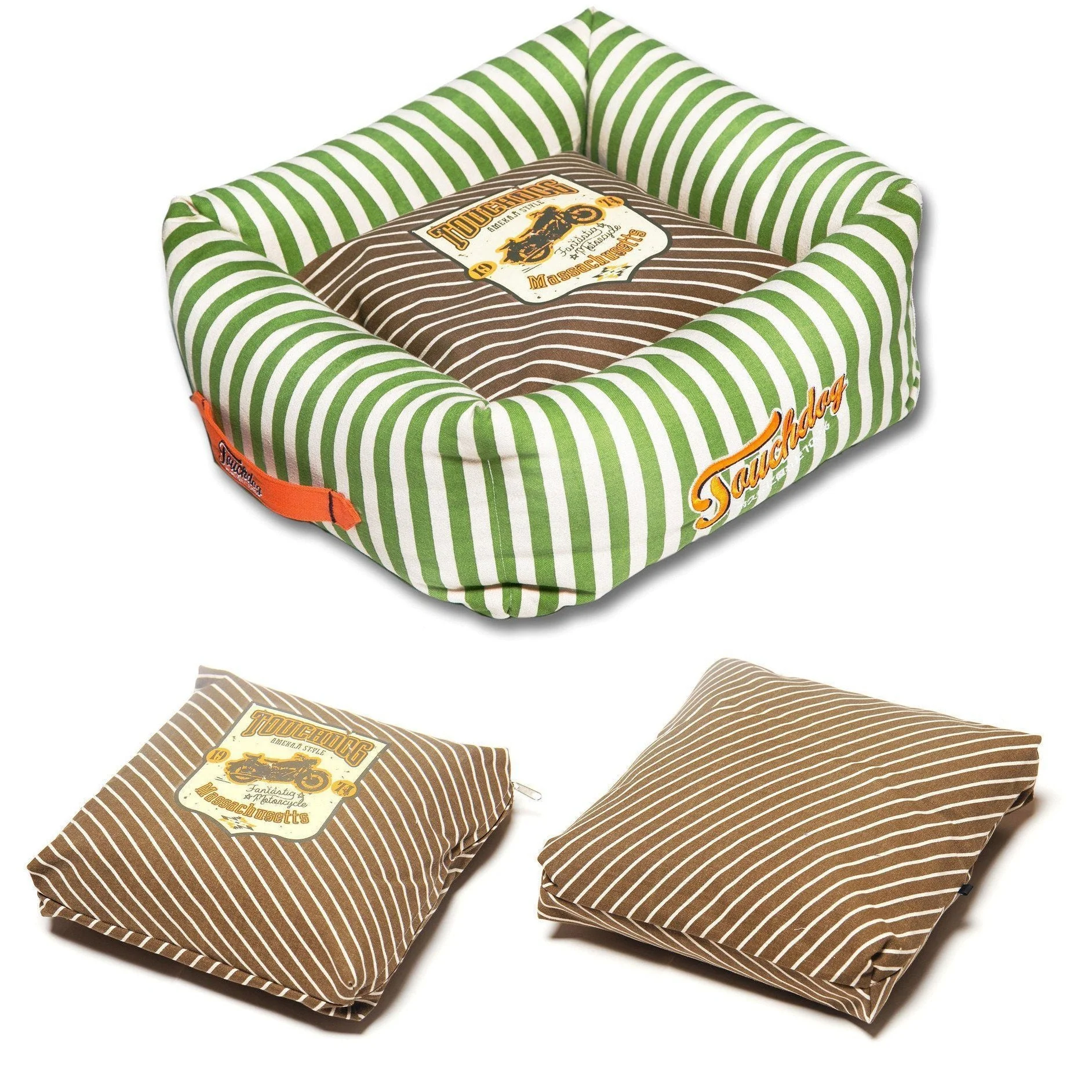 Touchdog ® 'Neutral-Striped' Squared Designer Dog Bed - Image 3