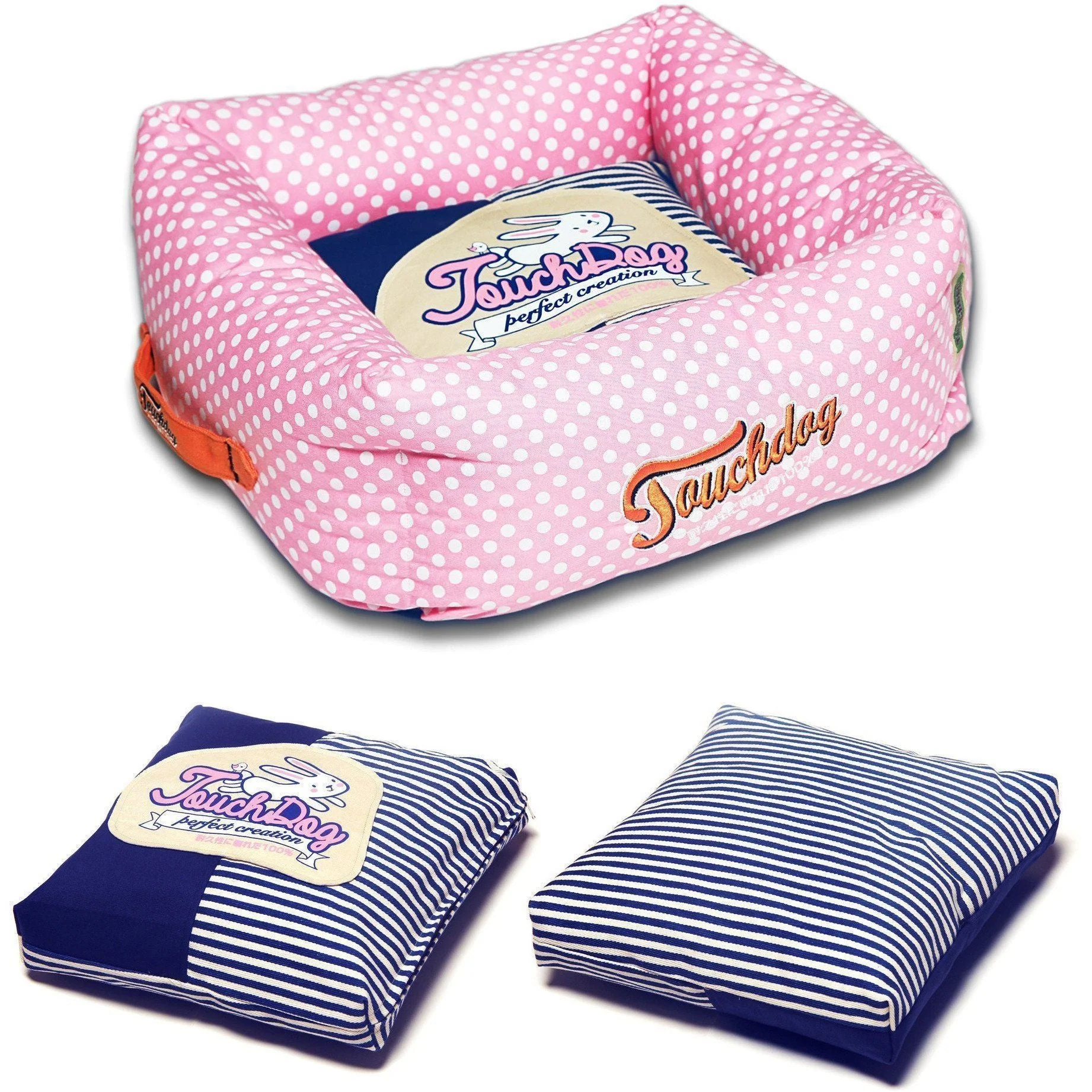Touchdog ® 'Polka-Striped' Designer Premium Squared Dog Bed - Image 4