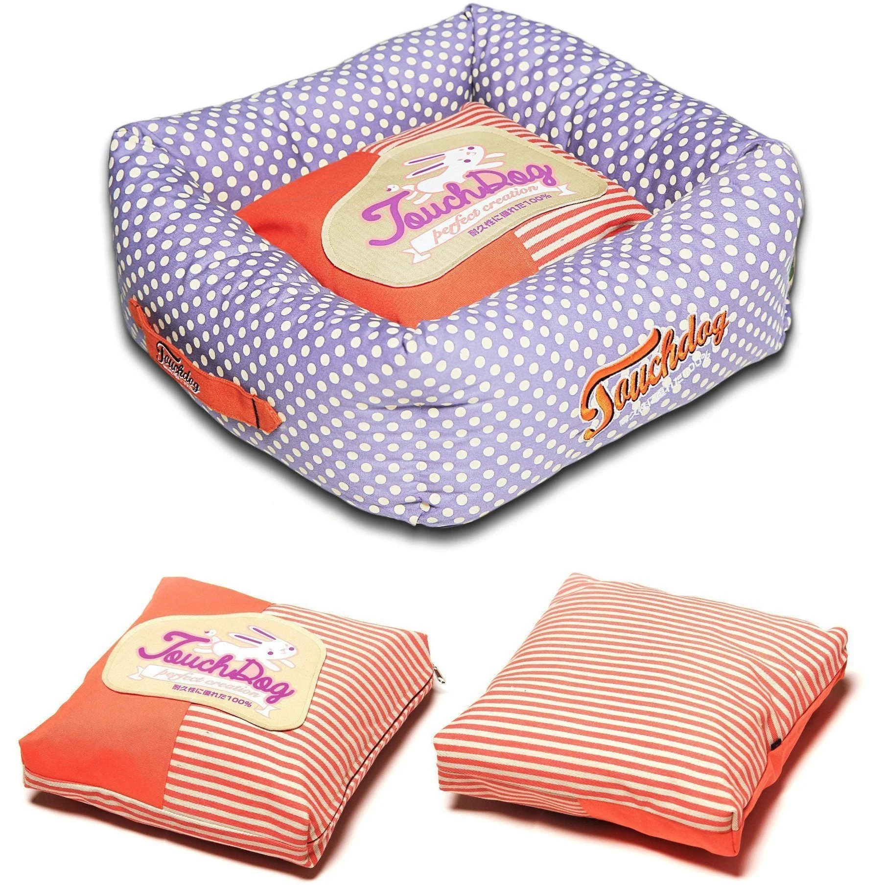 Touchdog ® 'Polka-Striped' Designer Premium Squared Dog Bed - Image 5