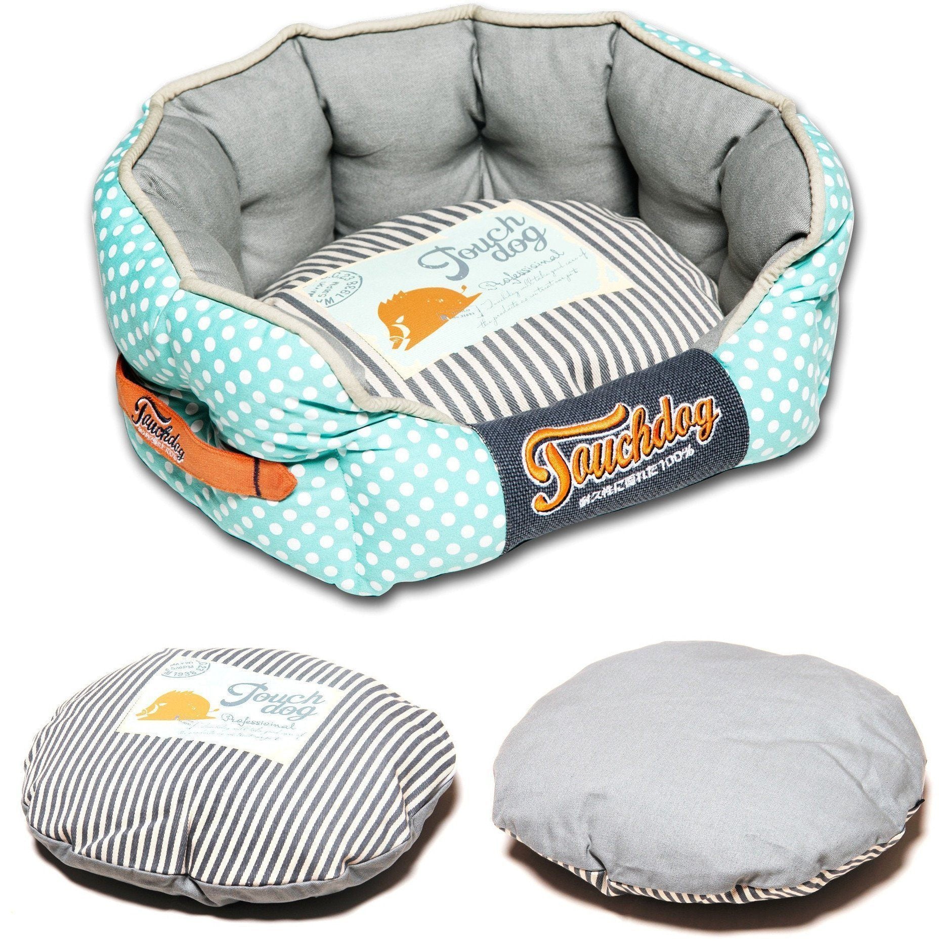Touchdog ® 'Polka-Striped' Polo Designer Premium Rounded Dog Bed - Image 3