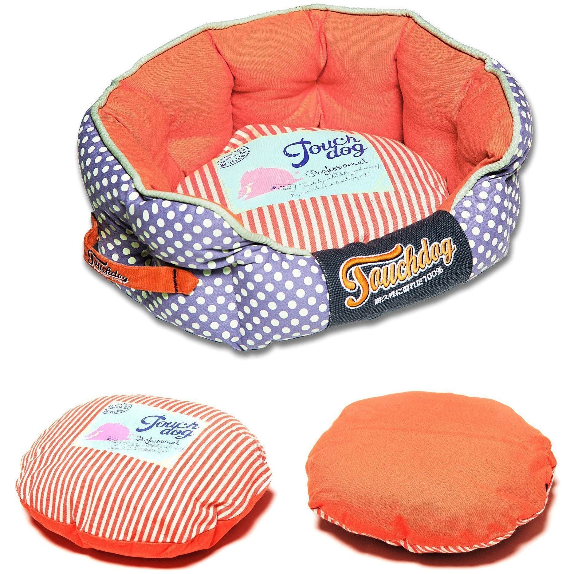 Touchdog ® 'Polka-Striped' Polo Designer Premium Rounded Dog Bed - Image 4