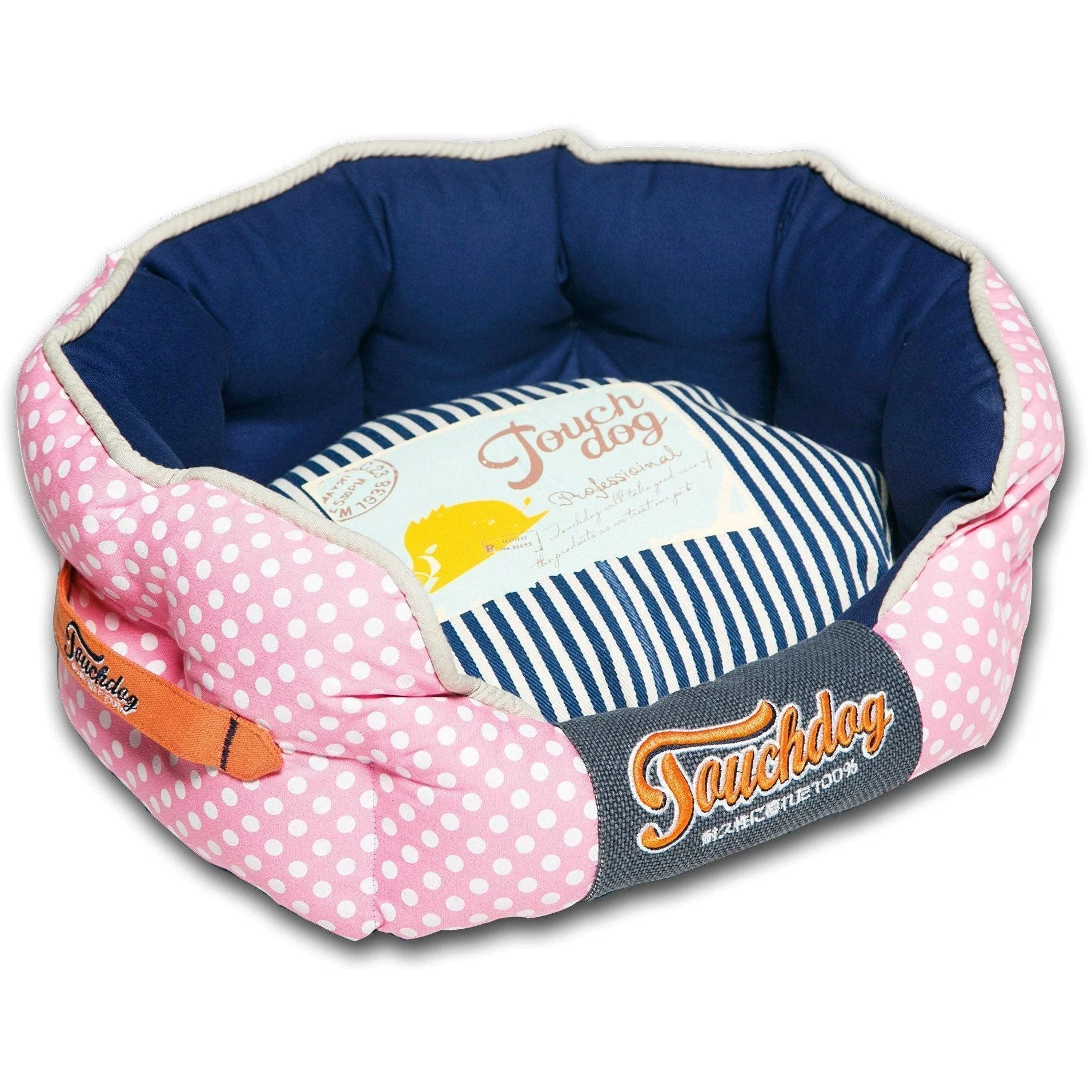 Touchdog ® 'Polka-Striped' Polo Designer Premium Rounded Dog Bed - Image 9